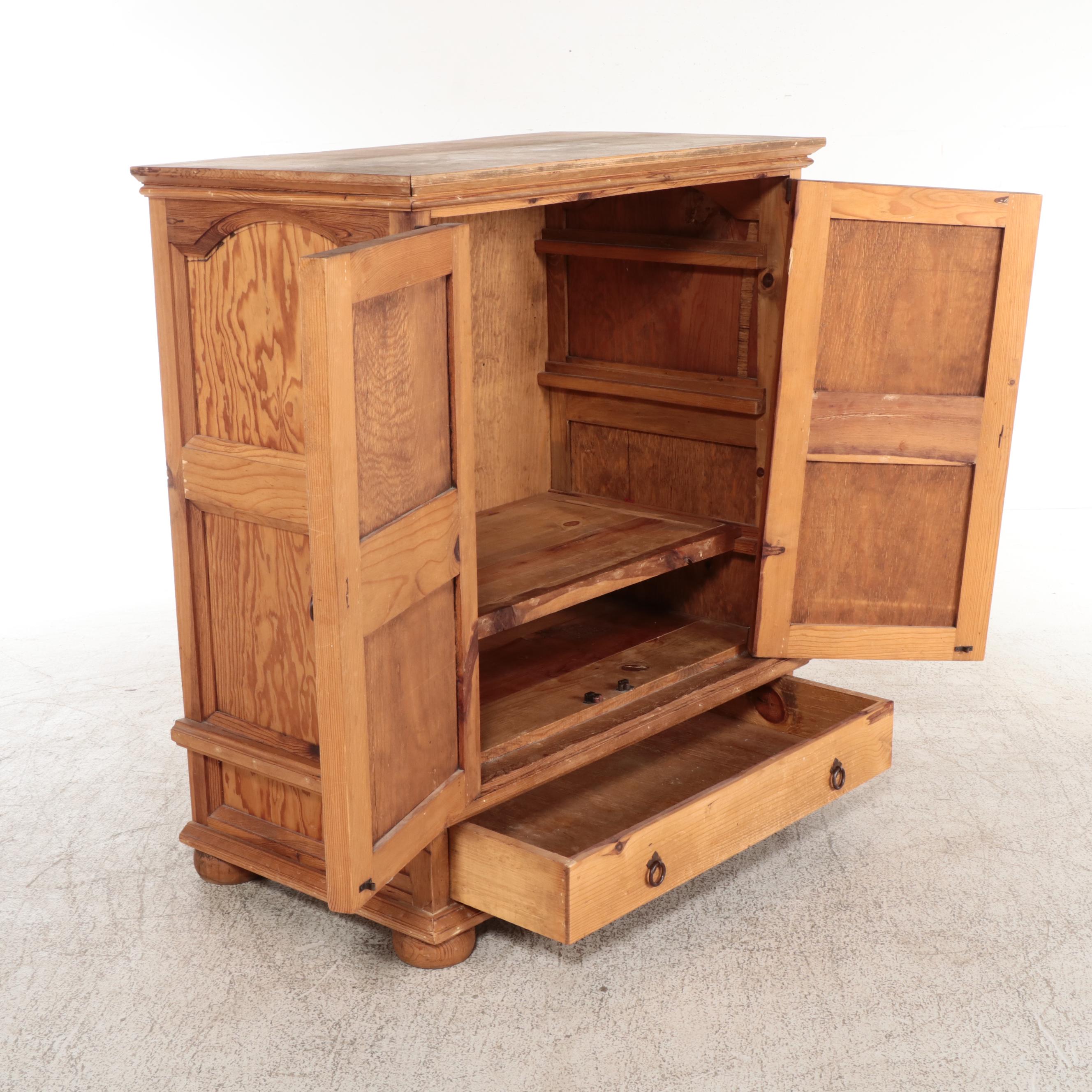 Spanish Colonial Style Pine TV Cabinet, Late 20th Century