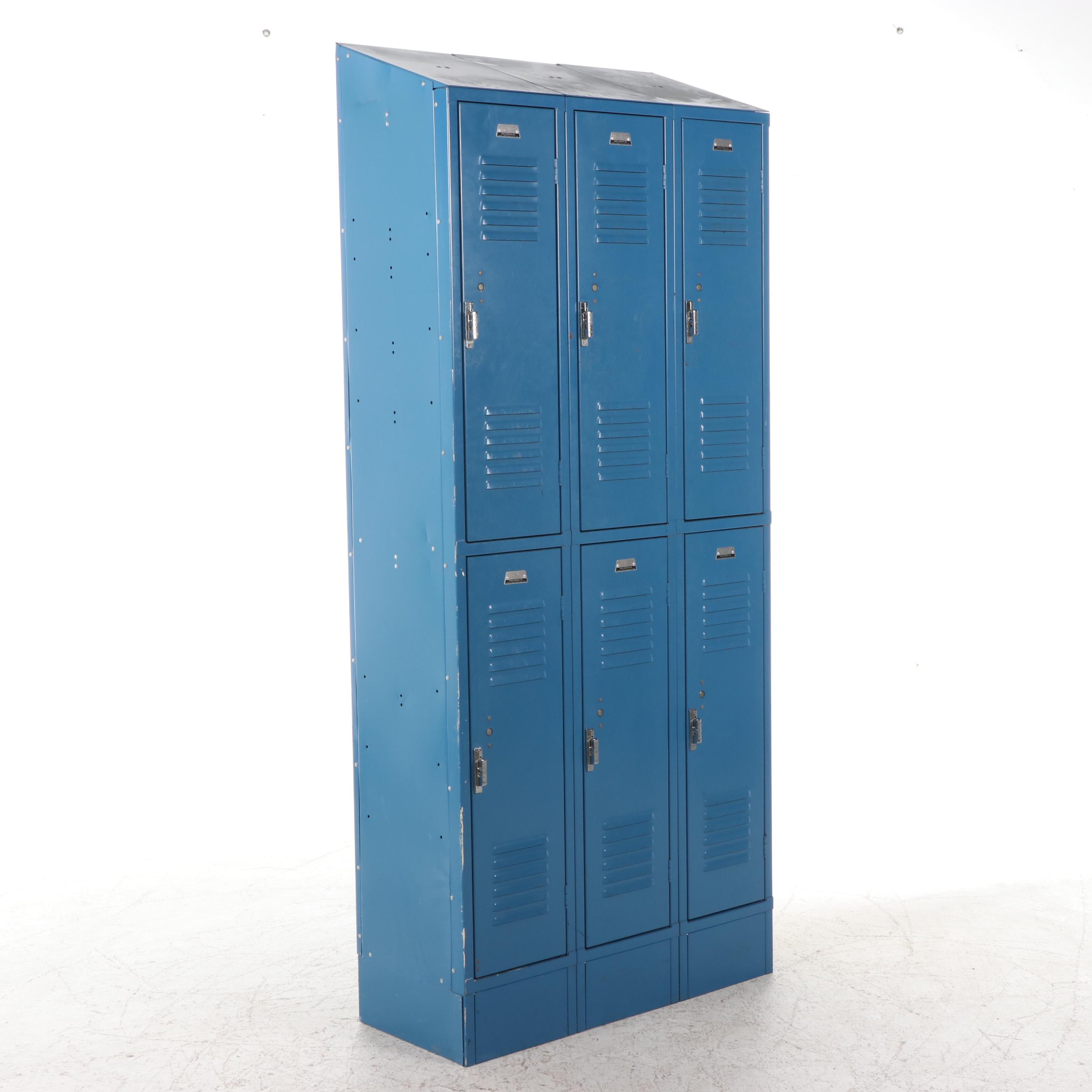 Penco Products Inc. Blue-Painted Steel Six-Locker Storage Unit