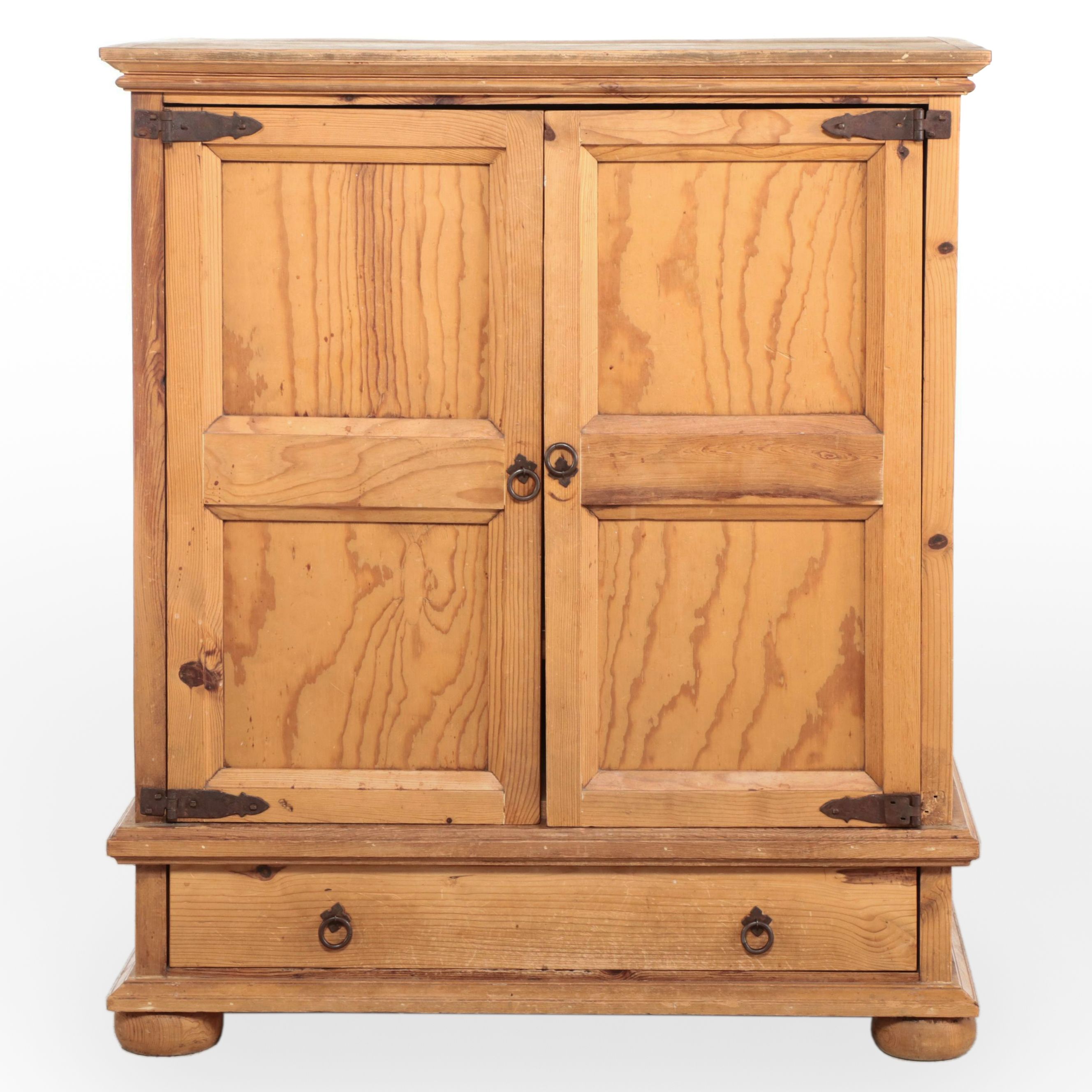Spanish Colonial Style Pine TV Cabinet, Late 20th Century