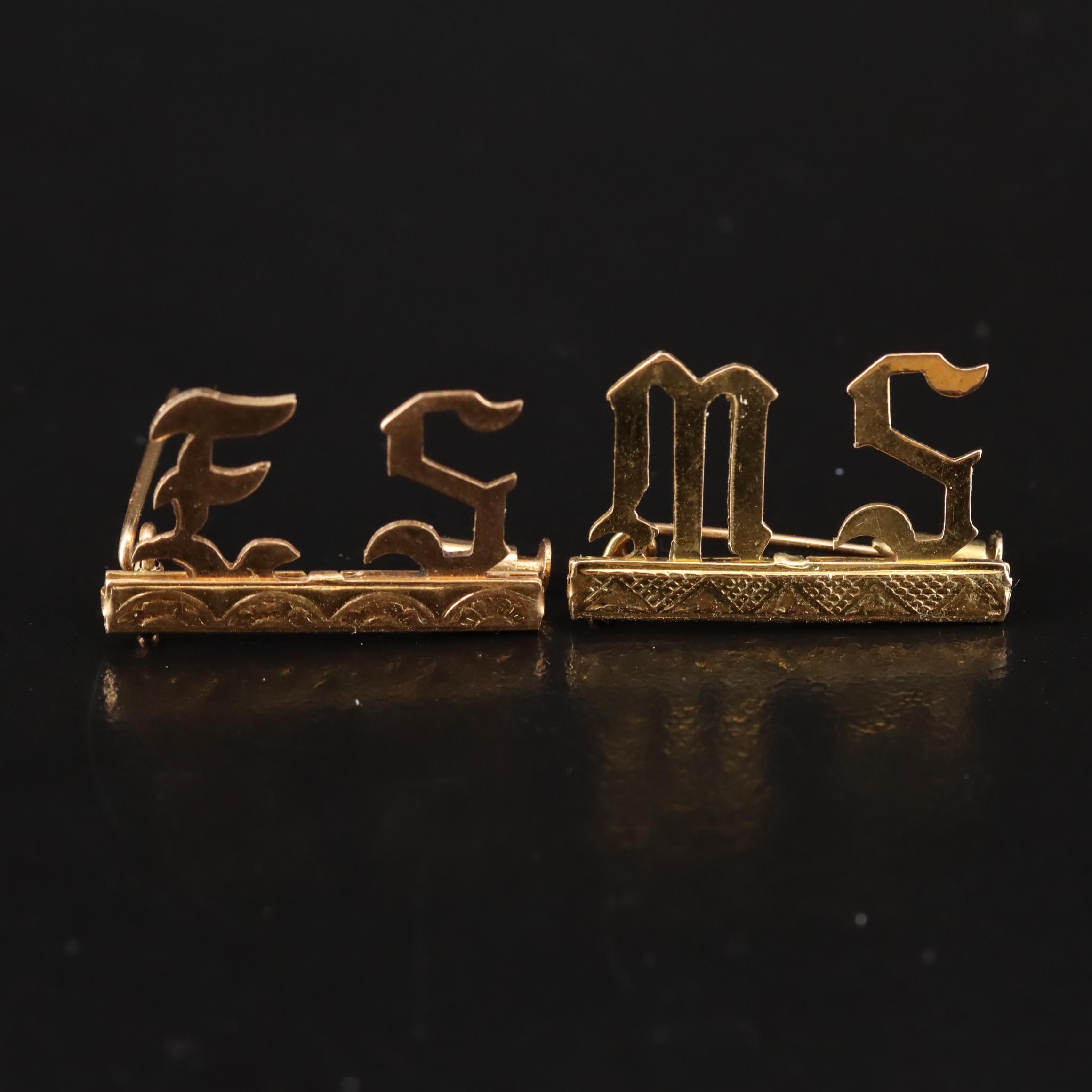 Vintage 18K Monogram Pins