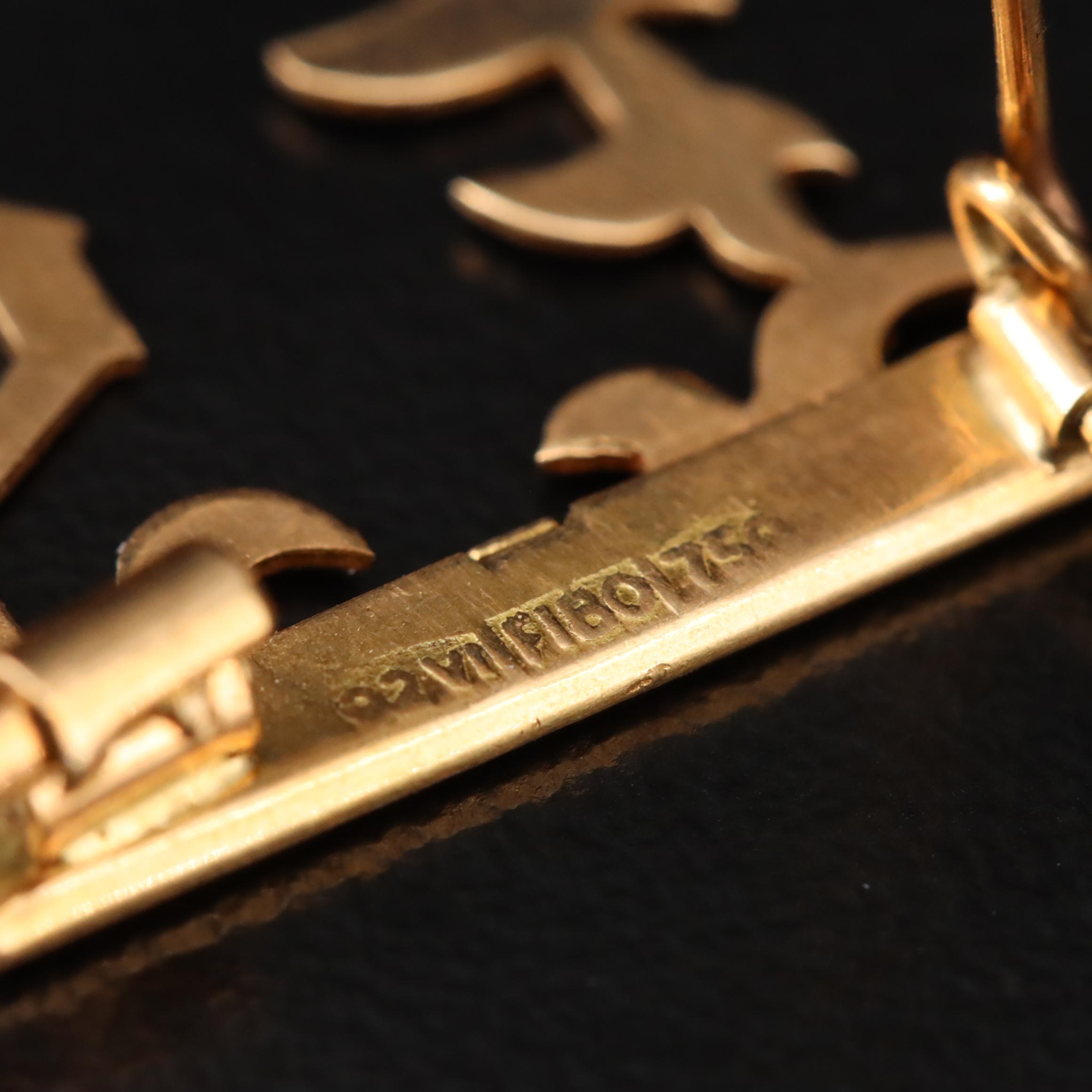 Vintage 18K Monogram Pins