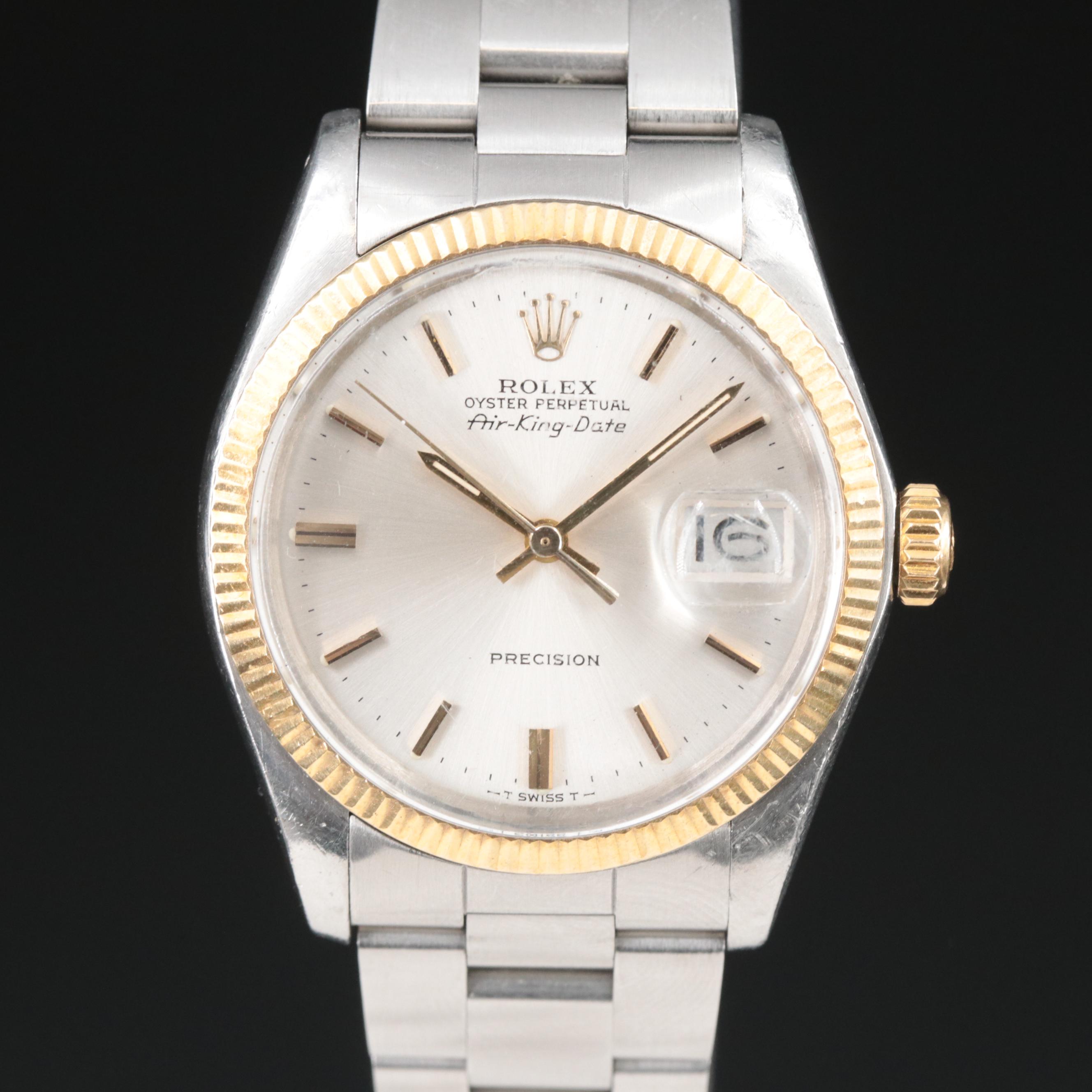 1974 Rolex Air King Date 34MM Steel Gold Automatic Watch