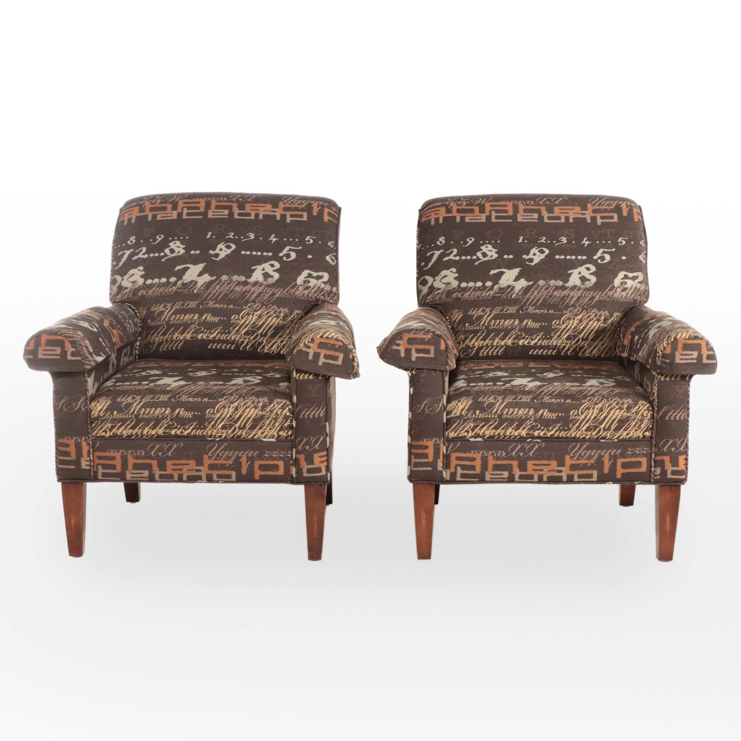 Pair of Flexsteel Custom-Upholstered Easy Armchairs