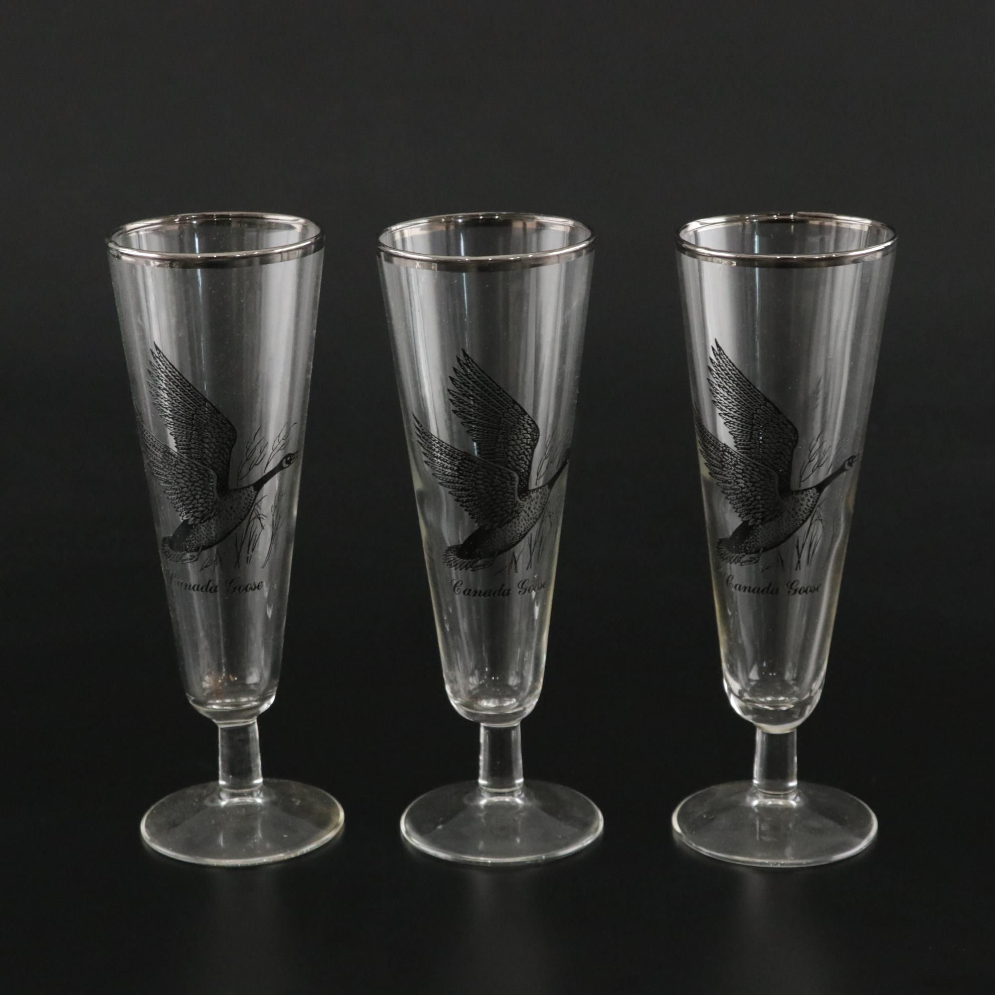 Federal Glass "Sportsman" Cocktail Glass Collection With Platinum Gilding