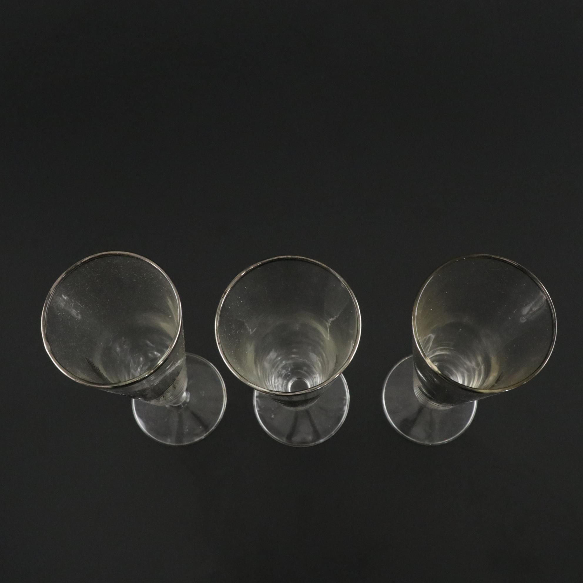 Federal Glass "Sportsman" Cocktail Glass Collection With Platinum Gilding