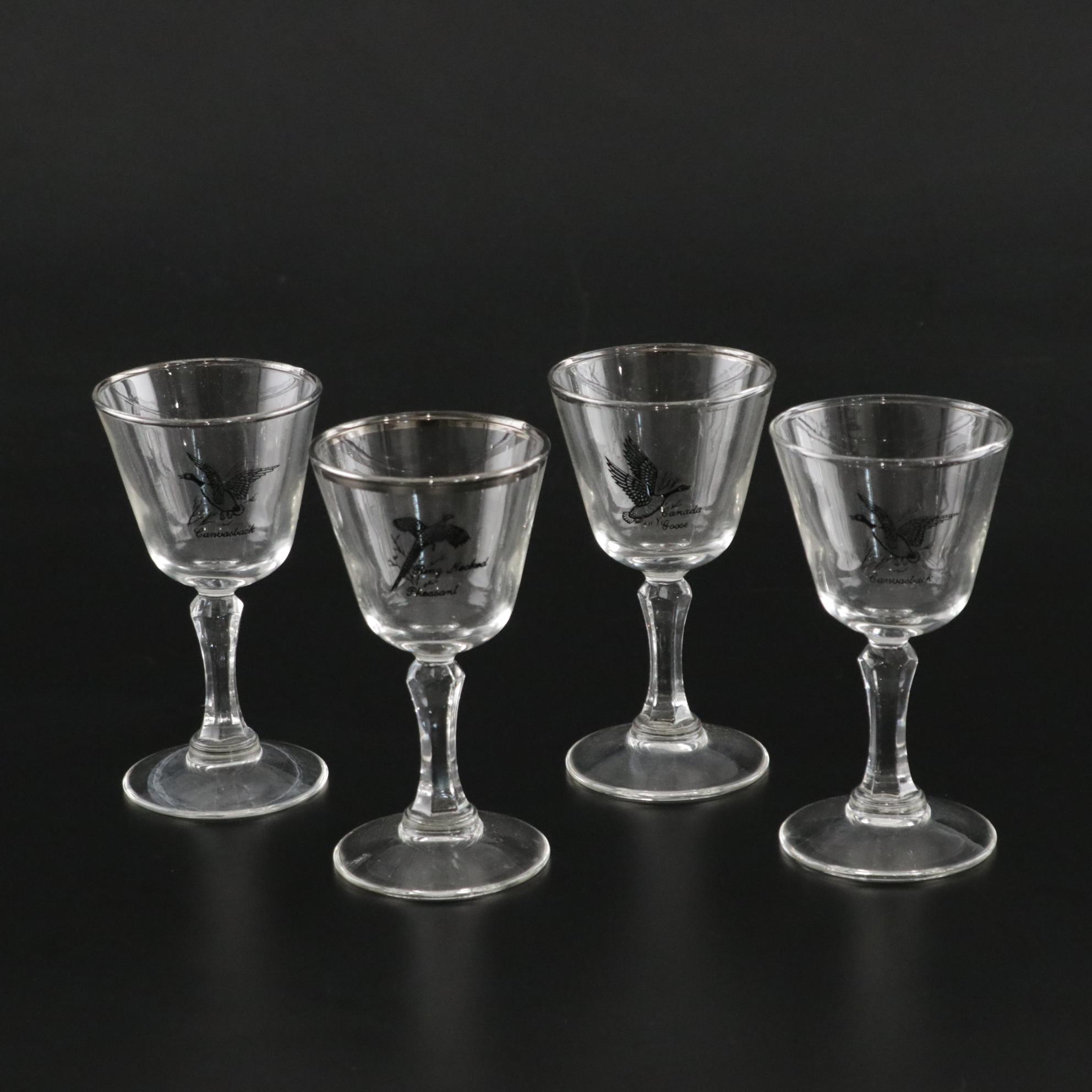 Federal Glass "Sportsman" Cocktail Glass Collection With Platinum Gilding