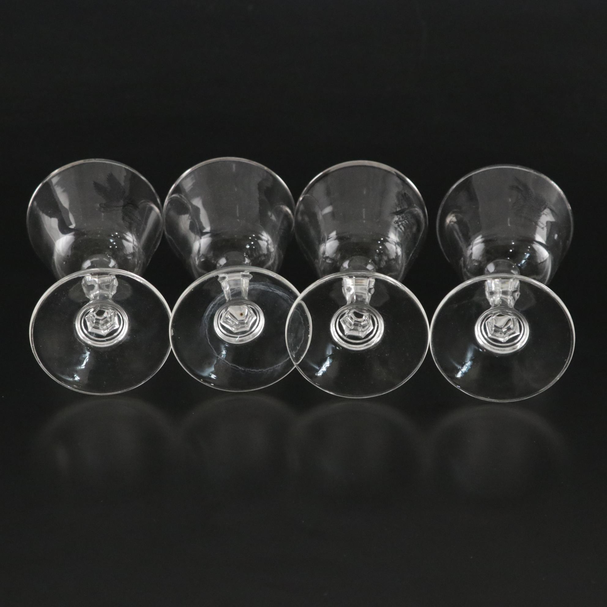 Federal Glass "Sportsman" Cocktail Glass Collection With Platinum Gilding