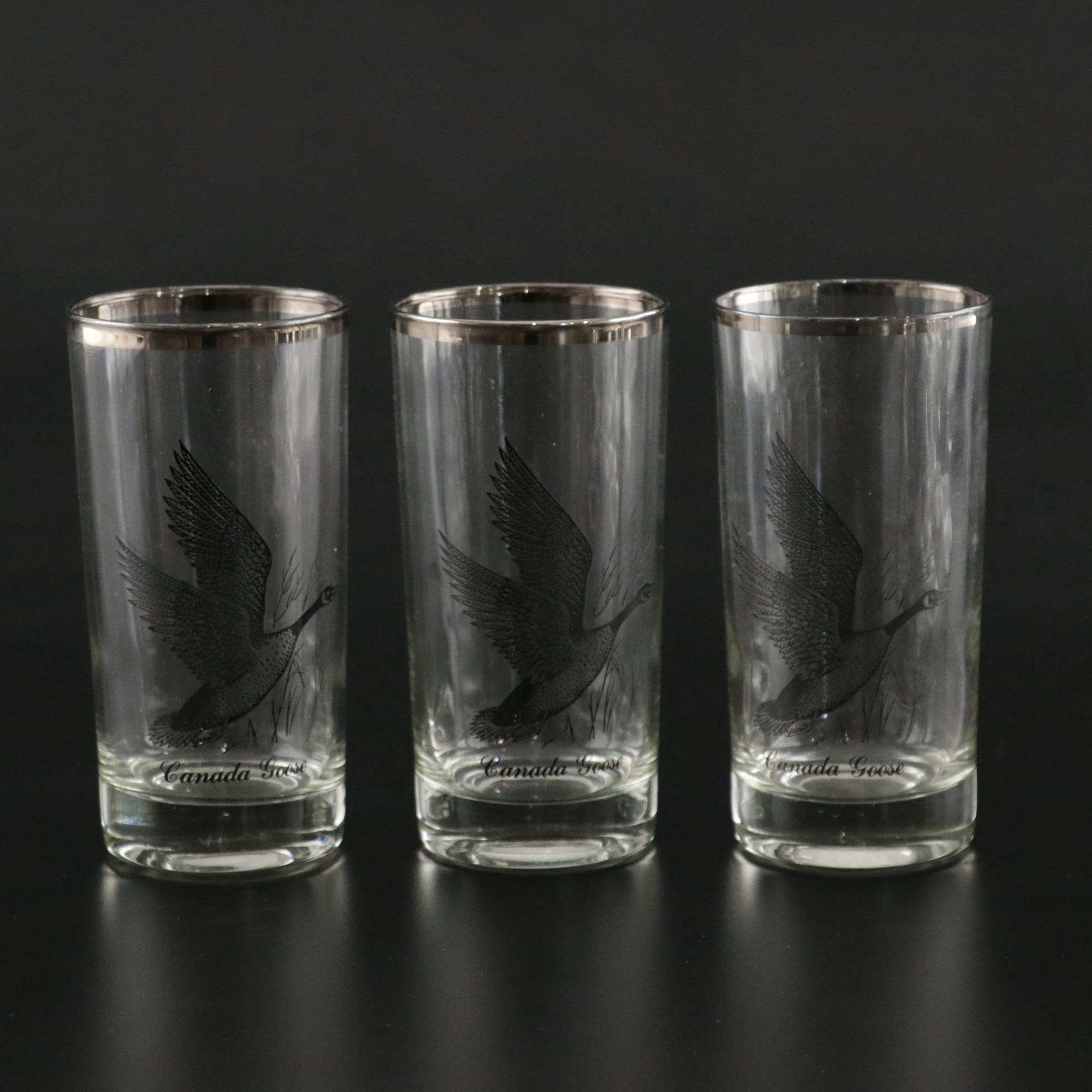 Federal Glass "Sportsman" Cocktail Glass Collection With Platinum Gilding