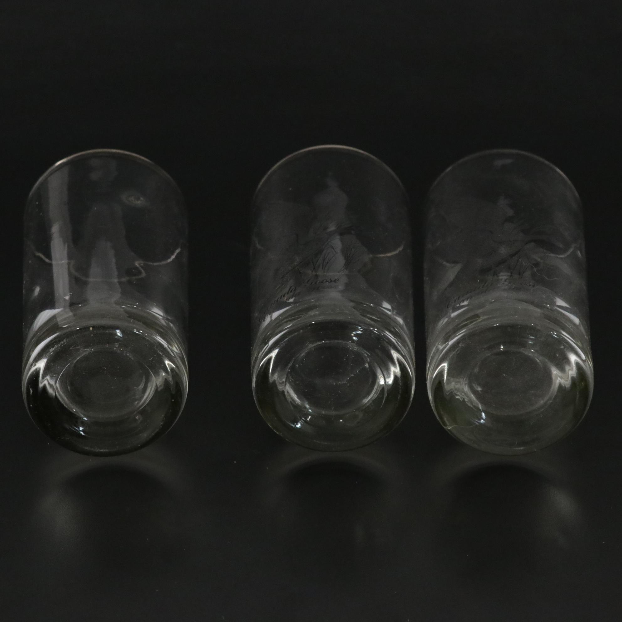 Federal Glass "Sportsman" Cocktail Glass Collection With Platinum Gilding