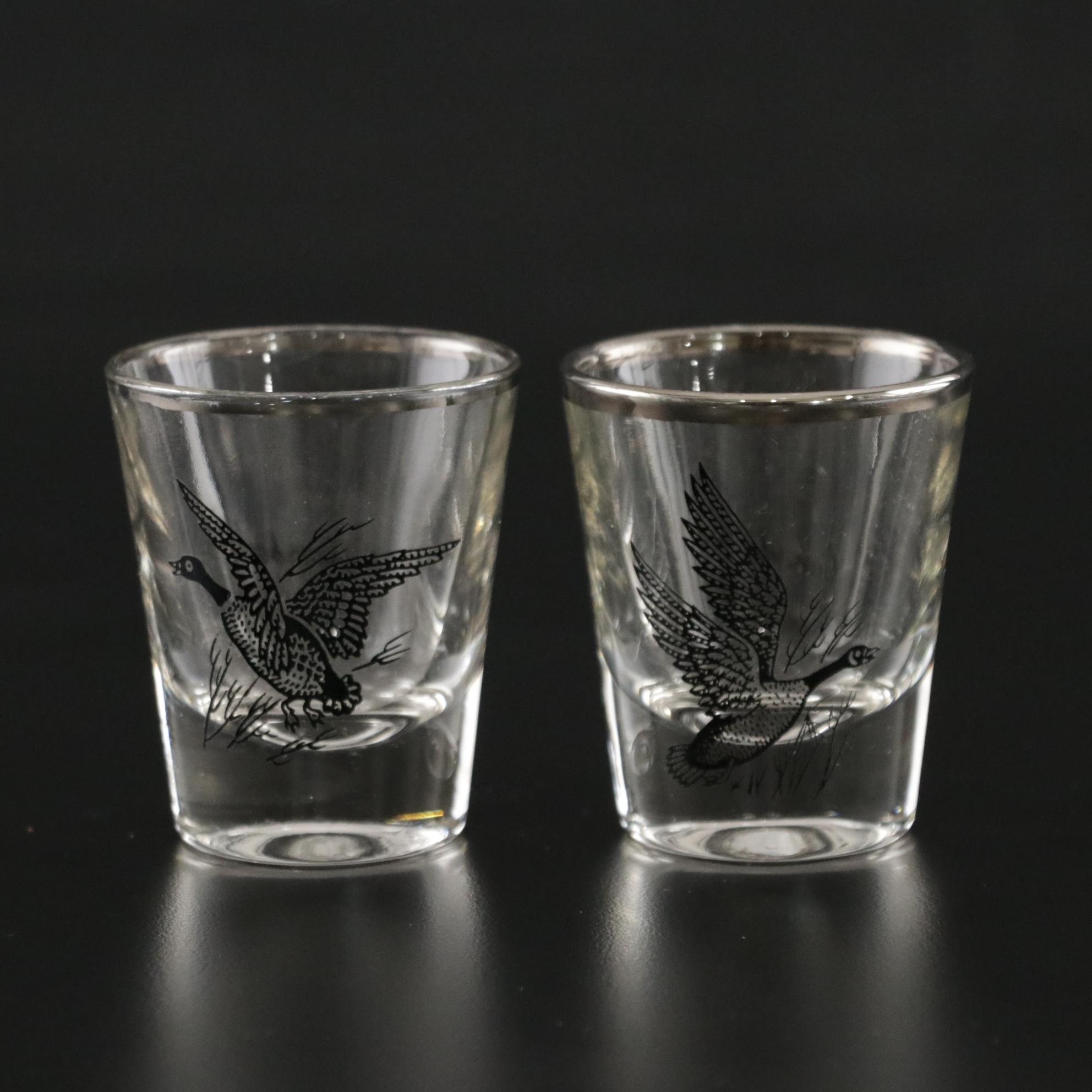 Federal Glass "Sportsman" Cocktail Glass Collection With Platinum Gilding
