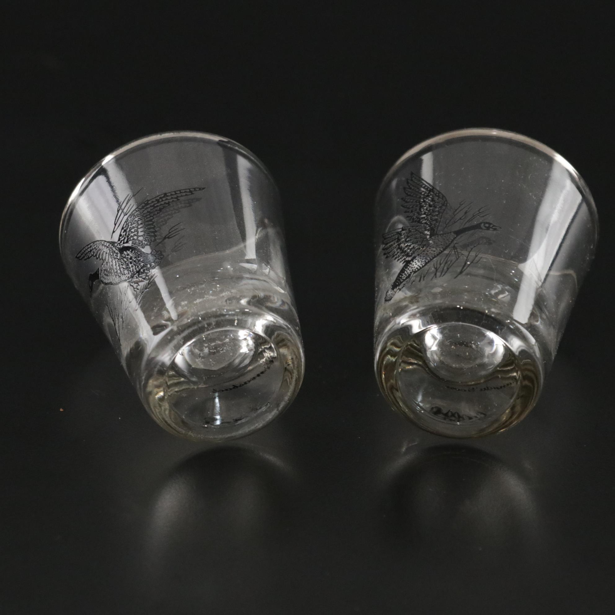 Federal Glass "Sportsman" Cocktail Glass Collection With Platinum Gilding