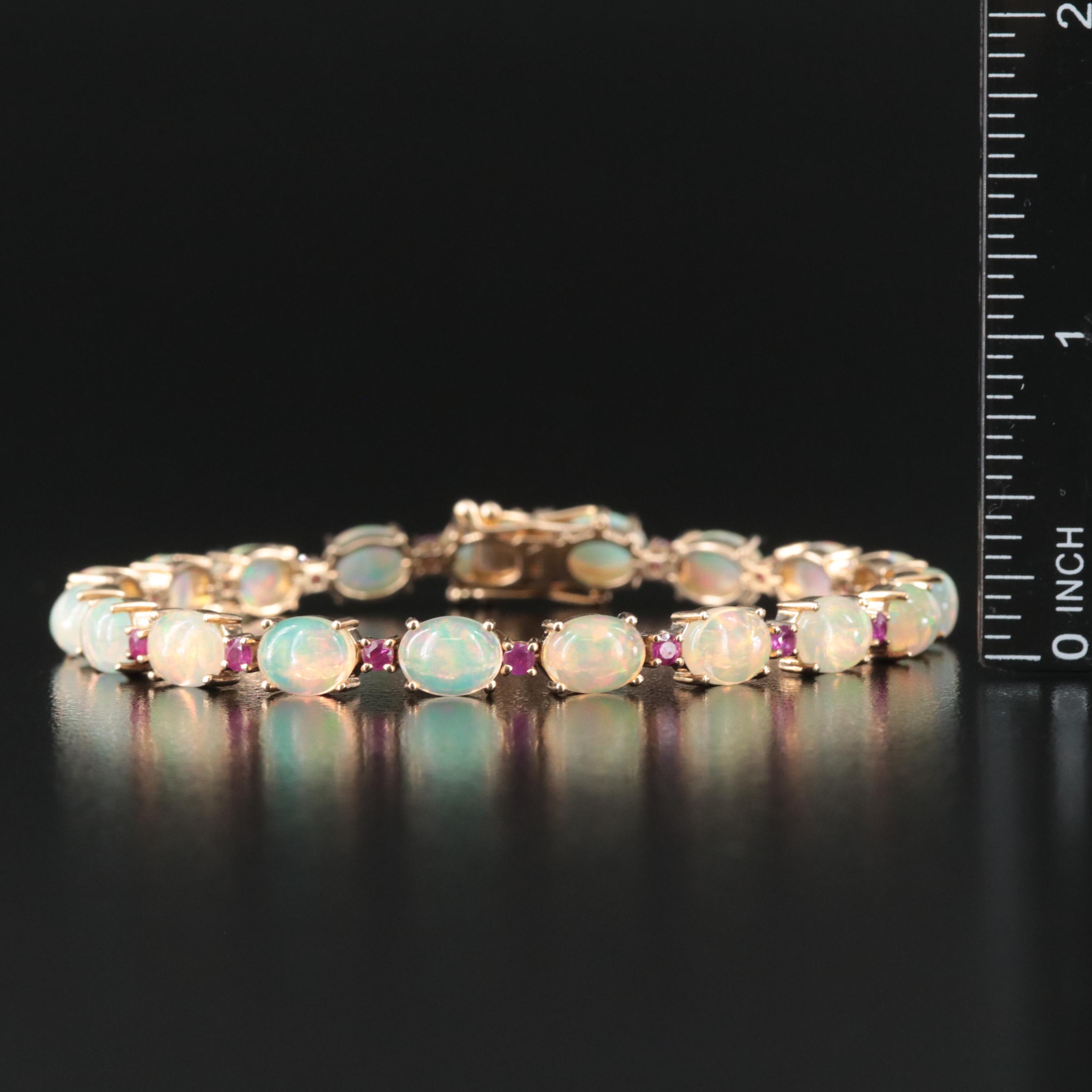 14K Opal and Ruby Bracelet