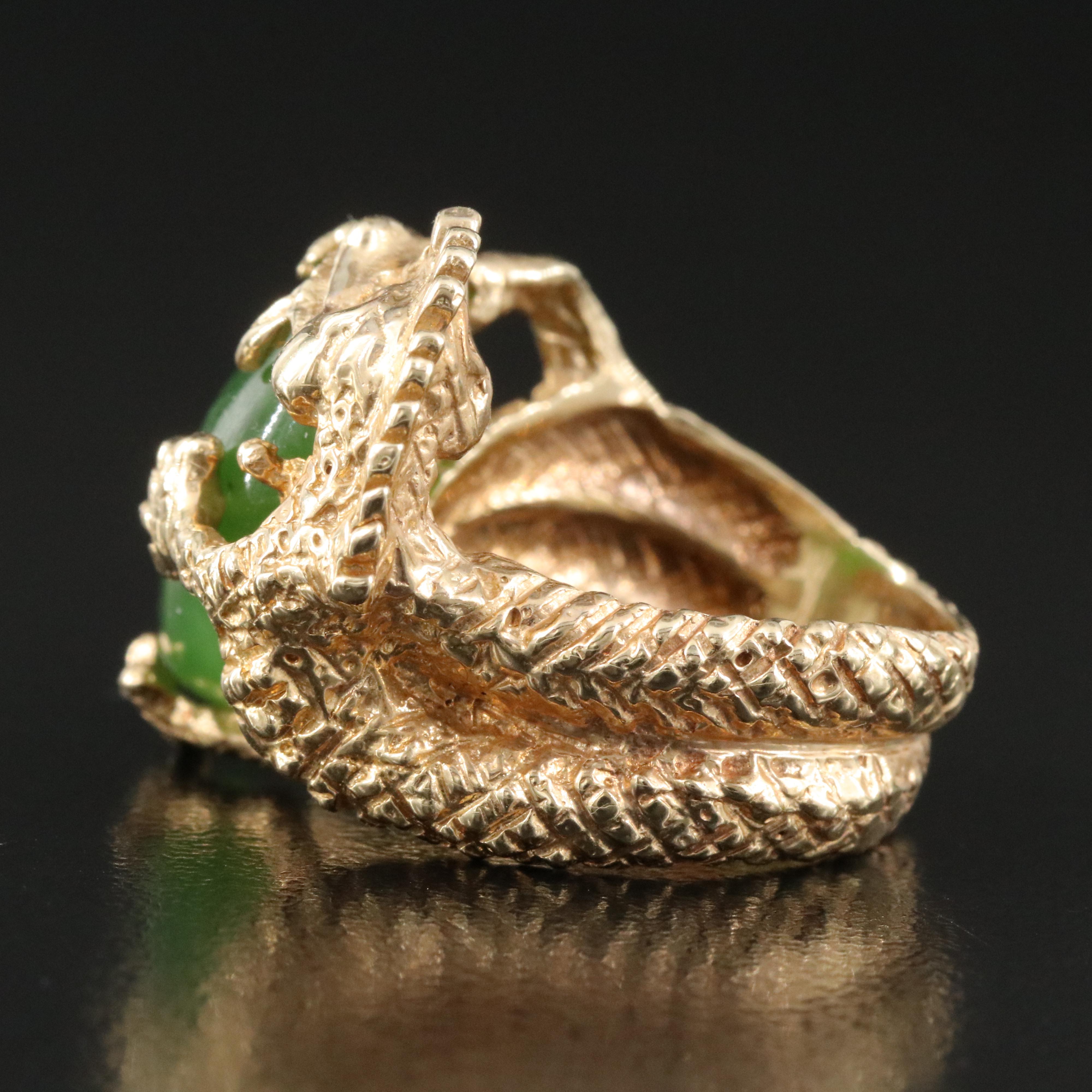 14K Nephrite Dragon Ring