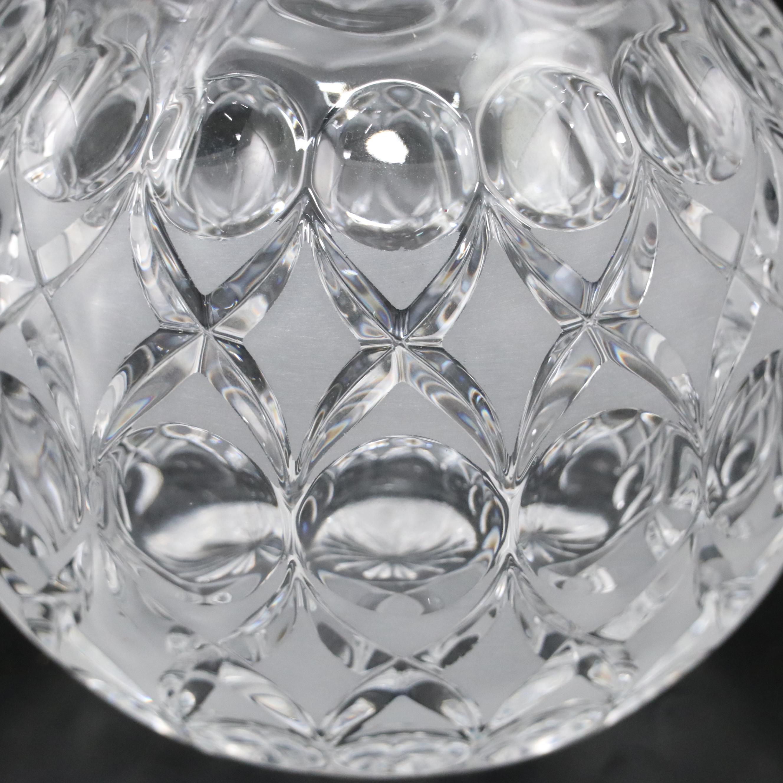 Frosted Diamond Pattern Glass Decanter with Glass Cordial Glasses