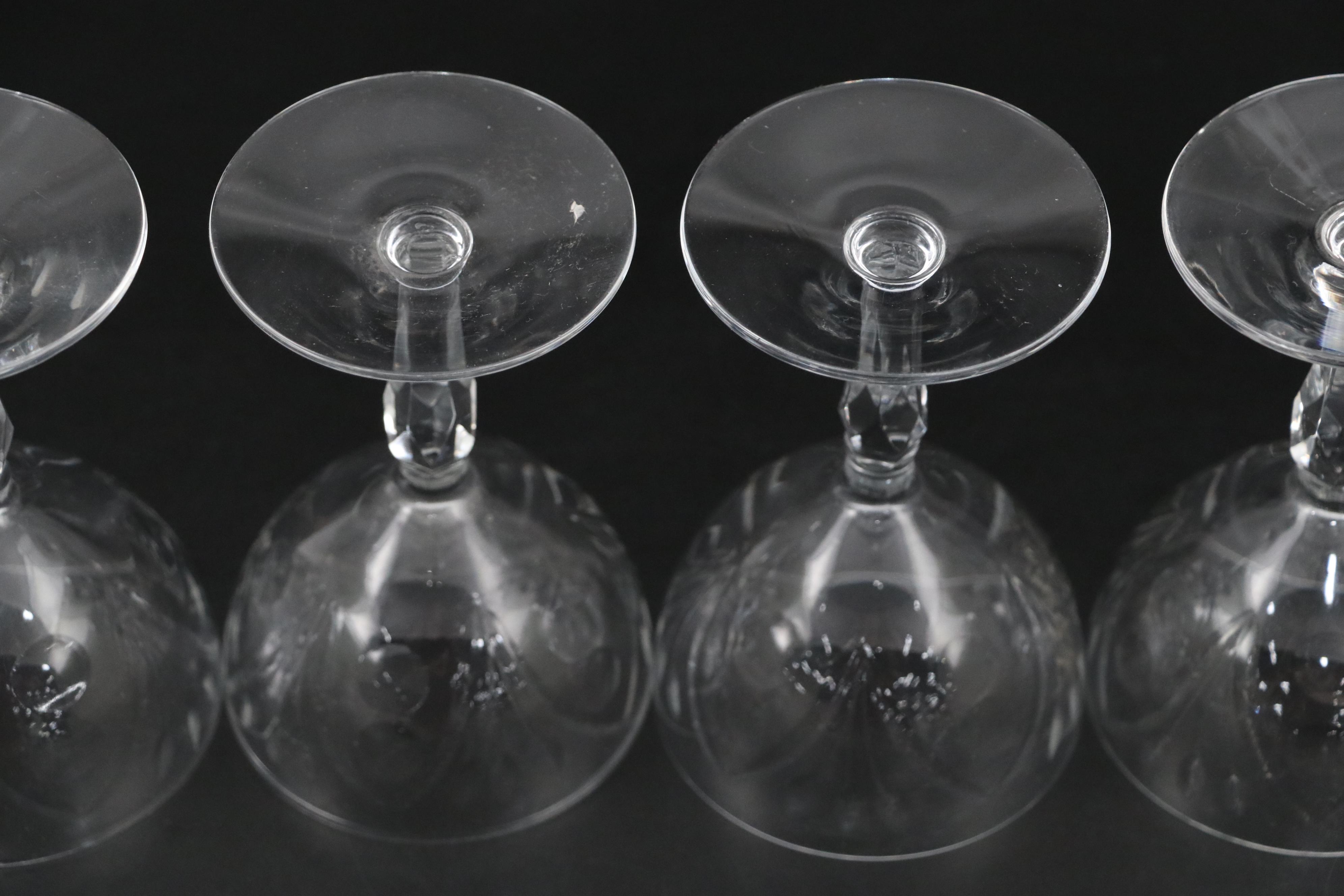 Frosted Diamond Pattern Glass Decanter with Glass Cordial Glasses