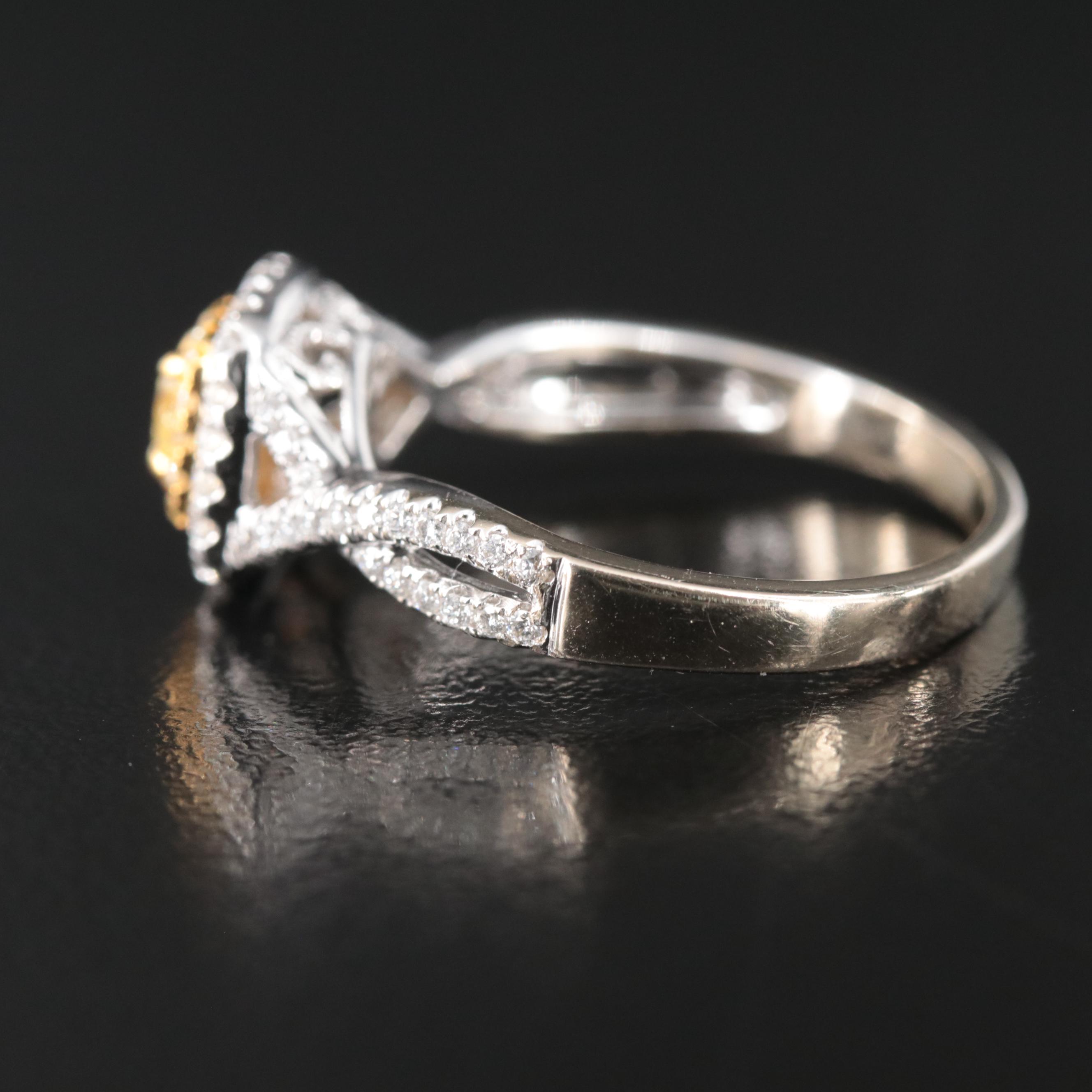 18K 0.68 CTW Diamond Ring with Lab Grown Fancy Color Diamonds