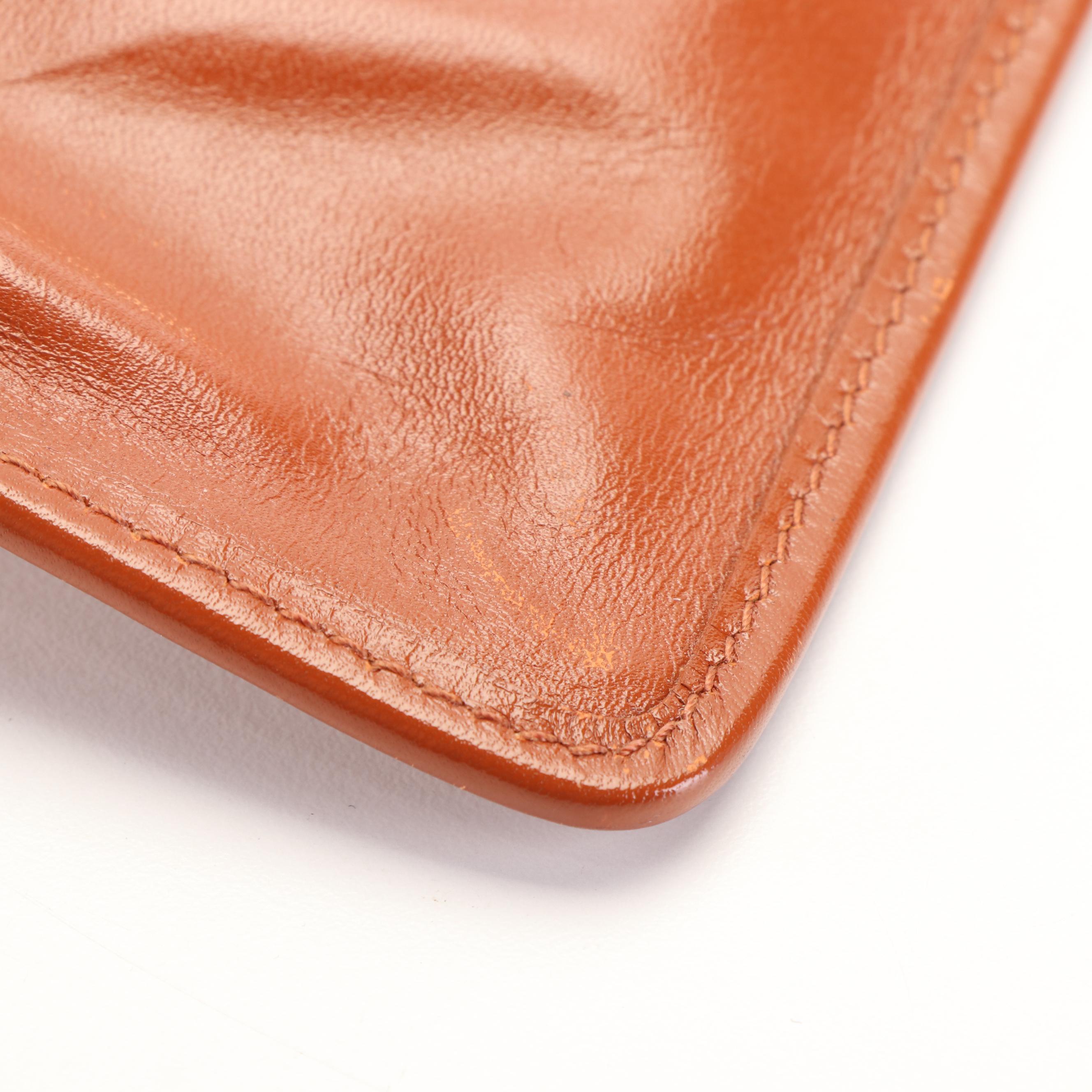 MCM Visetos Cognac Leather Trimmed Coated Canvas Clutch Bag