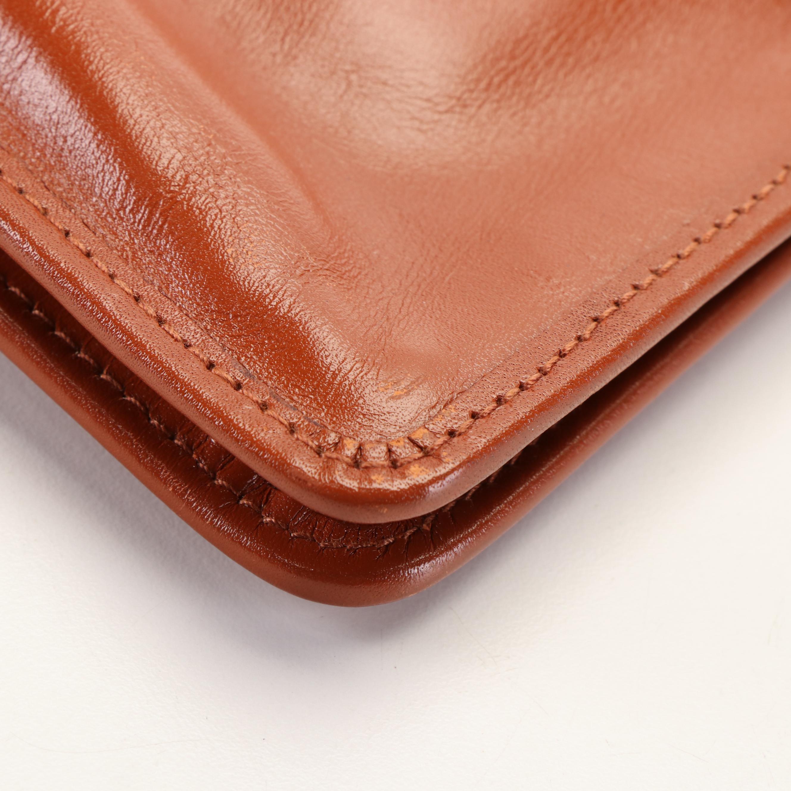 MCM Visetos Cognac Leather Trimmed Coated Canvas Clutch Bag