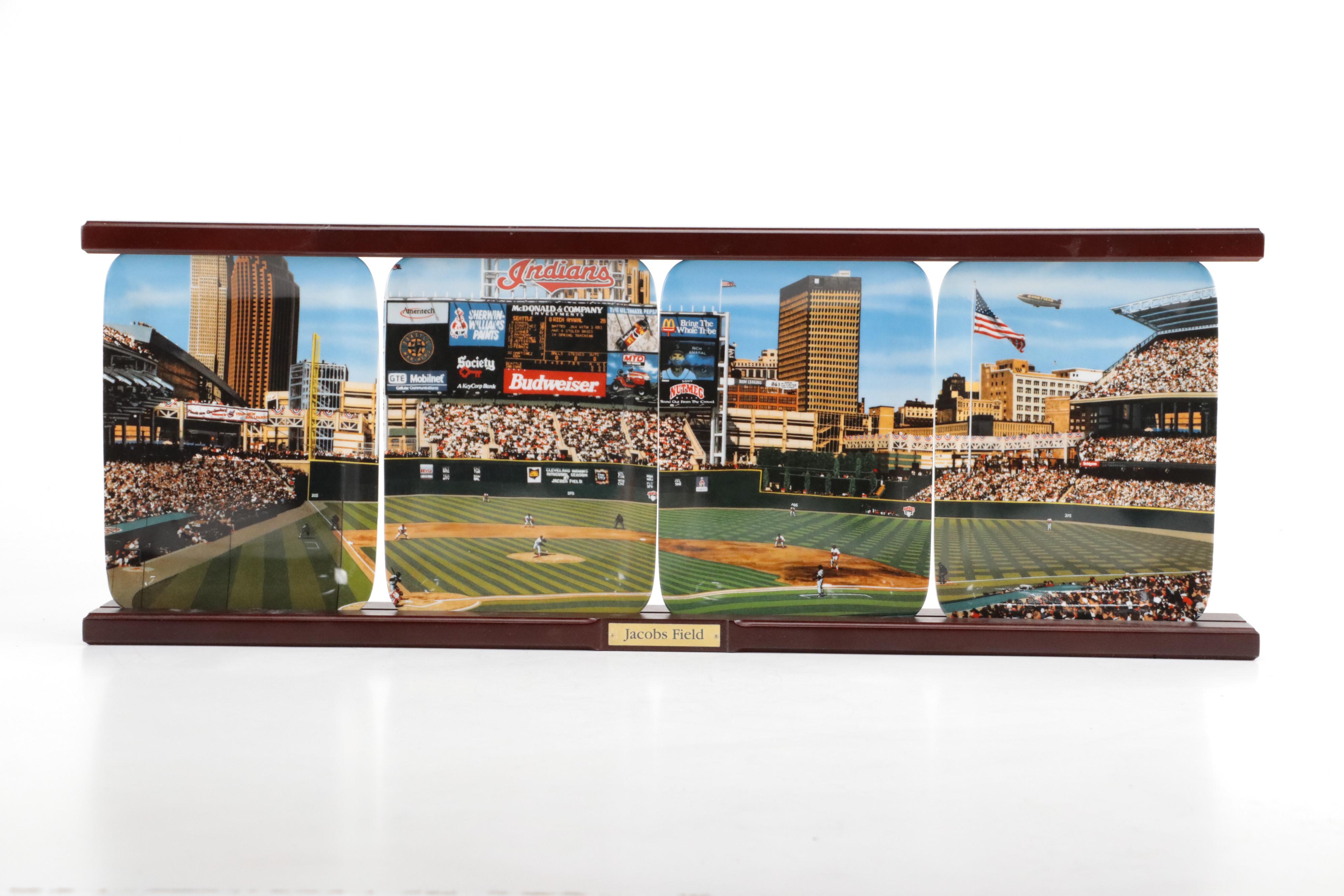 Danbury Mint "Jacobs Field" Porcelain Plates with Finished Wood Stand