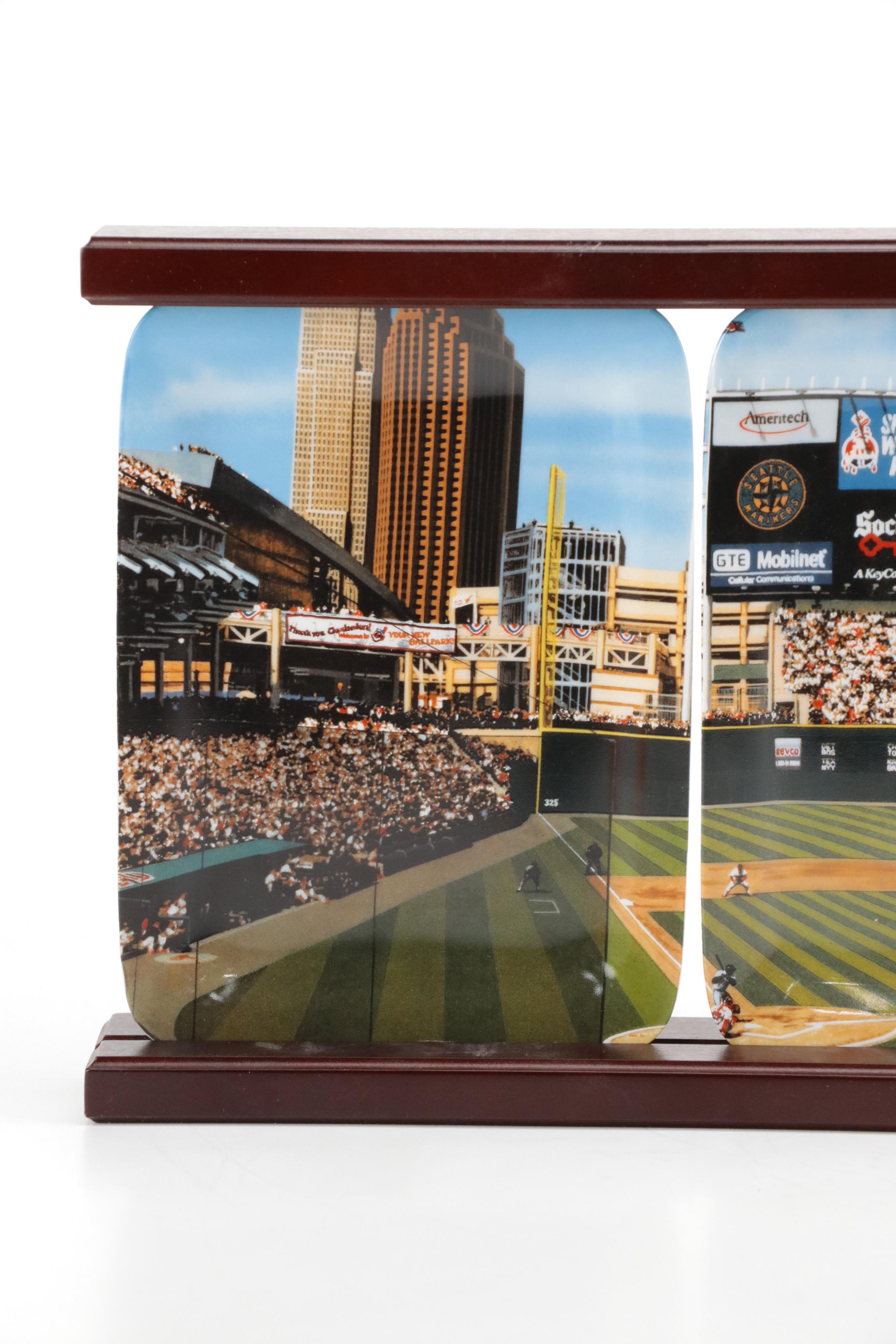 Danbury Mint "Jacobs Field" Porcelain Plates with Finished Wood Stand