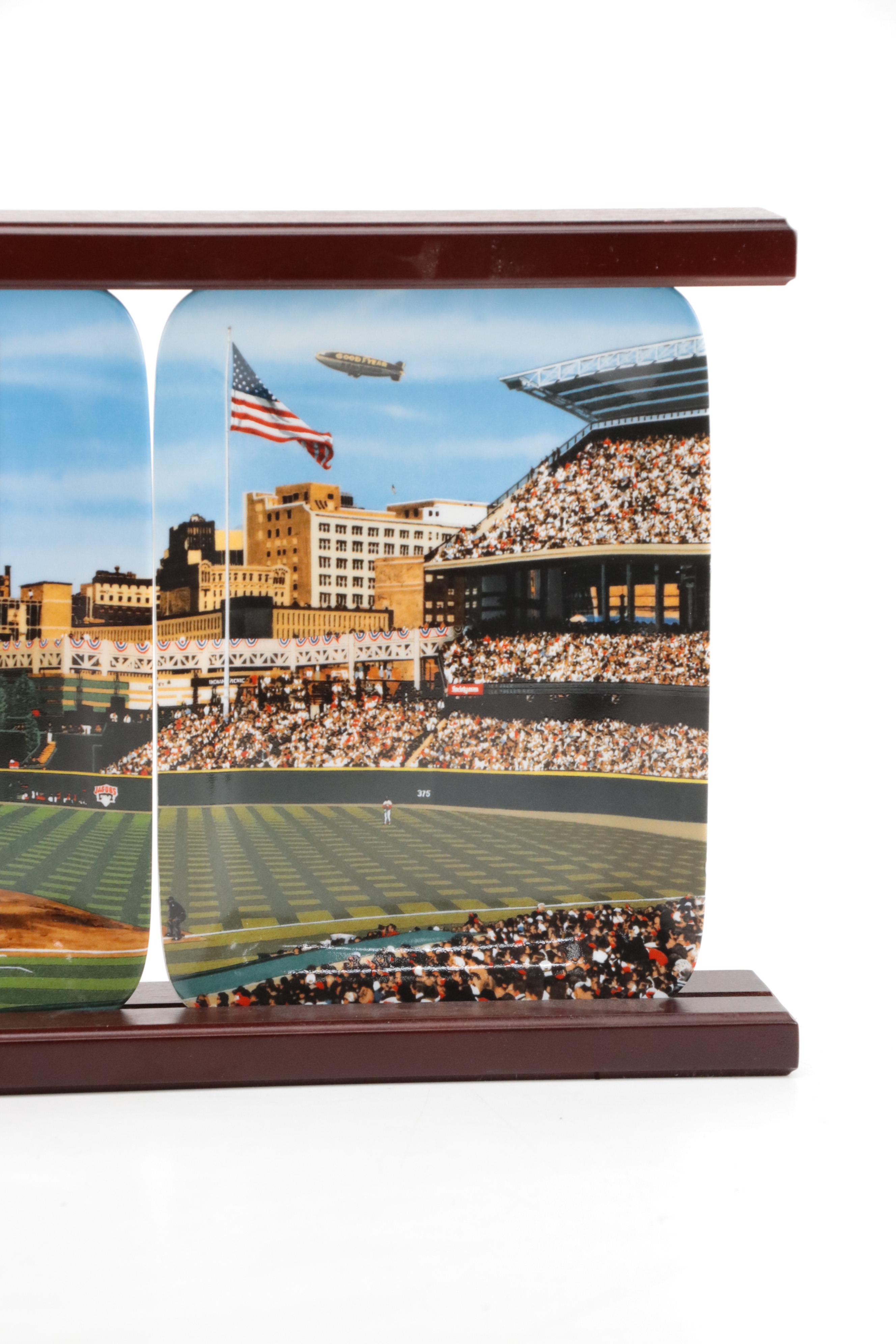 Danbury Mint "Jacobs Field" Porcelain Plates with Finished Wood Stand