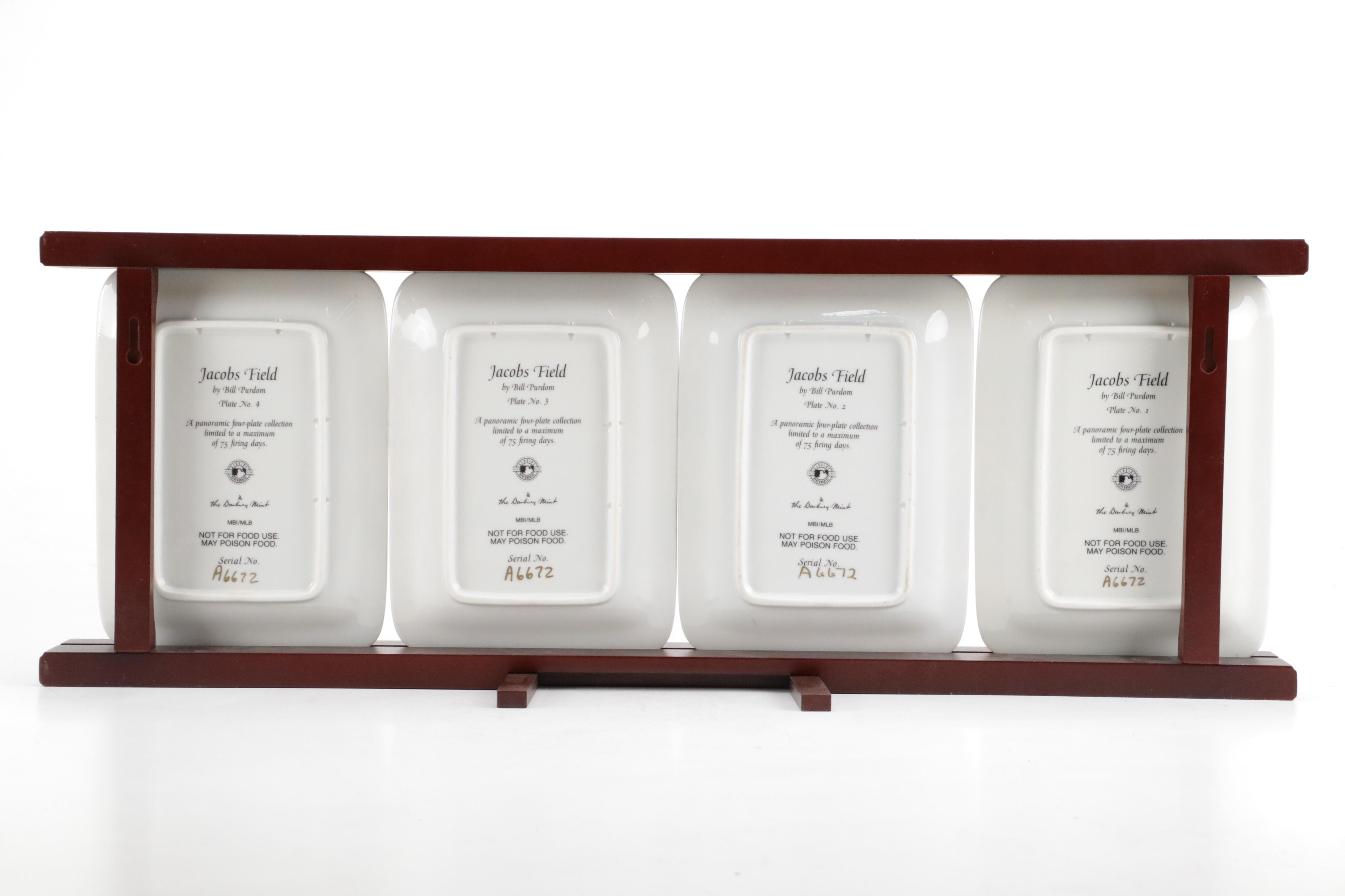 Danbury Mint "Jacobs Field" Porcelain Plates with Finished Wood Stand