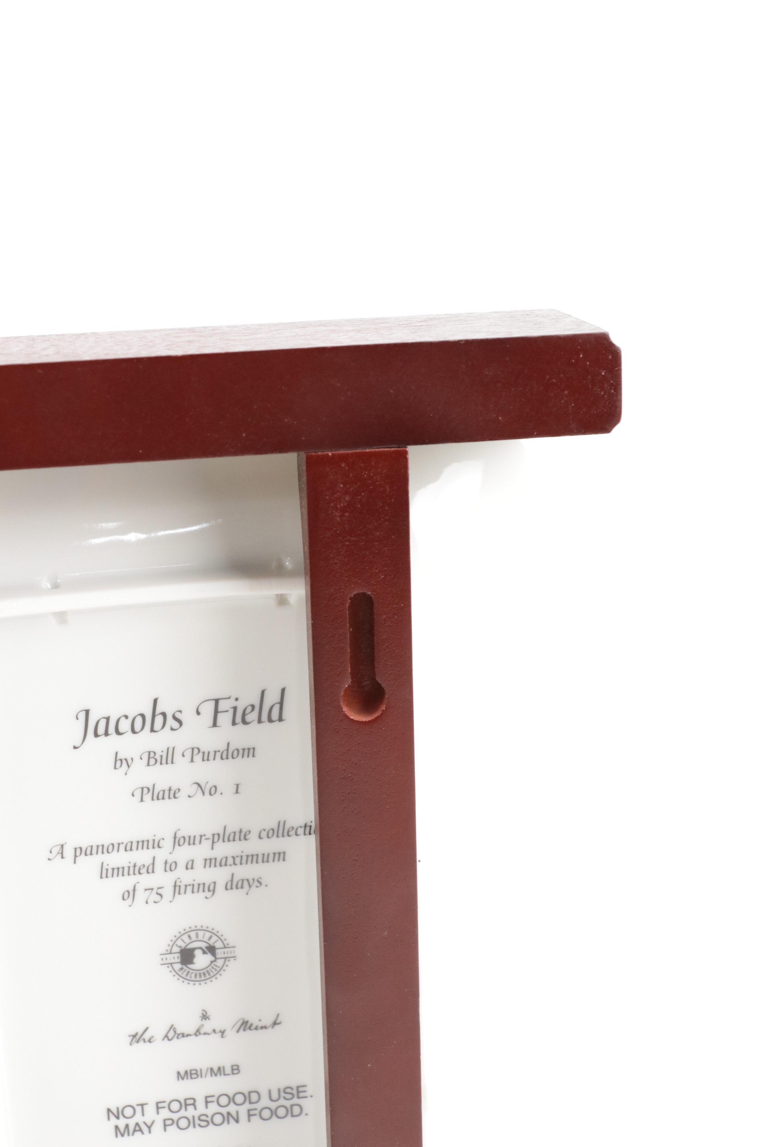 Danbury Mint "Jacobs Field" Porcelain Plates with Finished Wood Stand