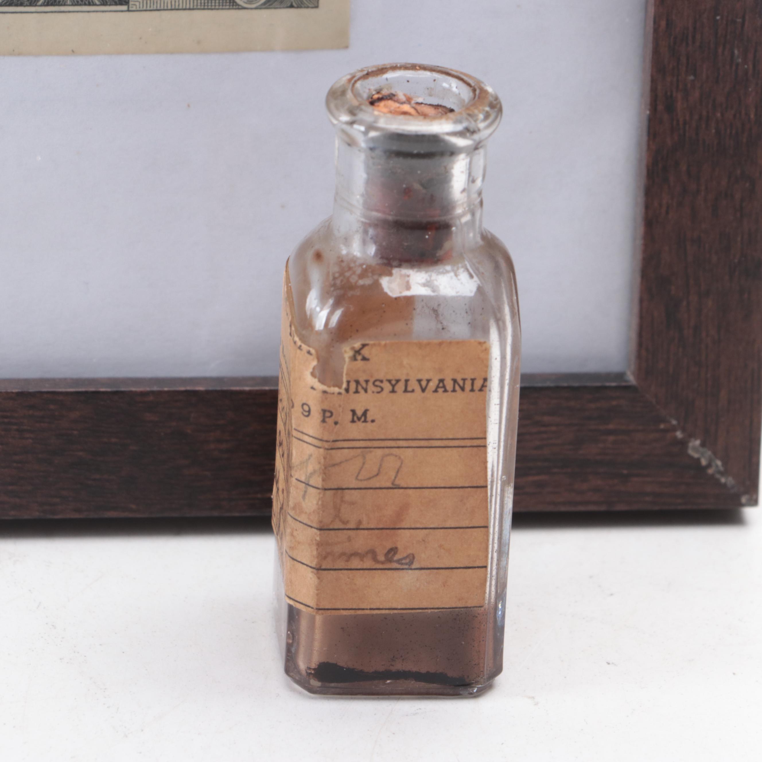 1925 Prohibition Era Medicinal Whiskey Prescription in Frame with Bottle