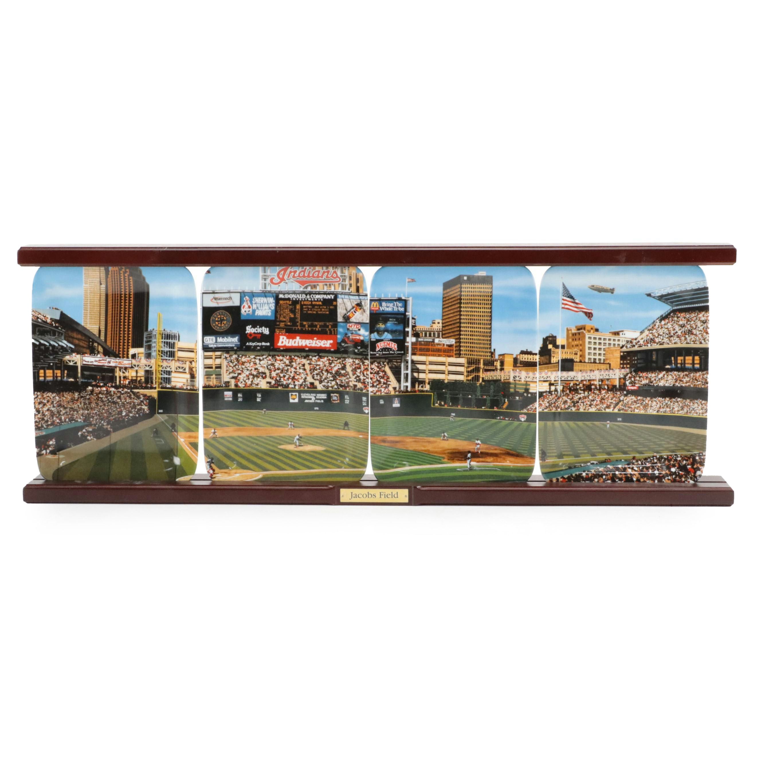 Danbury Mint "Jacobs Field" Porcelain Plates with Finished Wood Stand