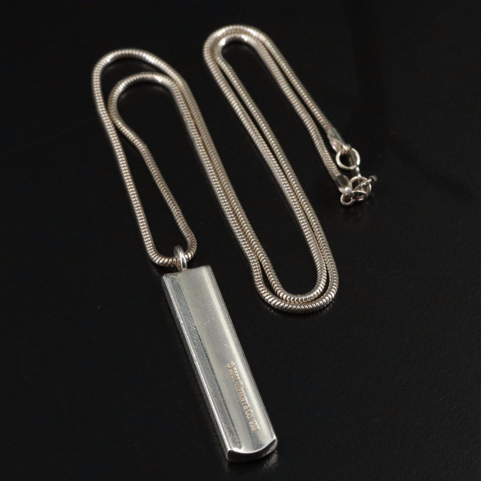 Tiffany & Co. "1837" Sterling Bar Plate Pendant Necklace