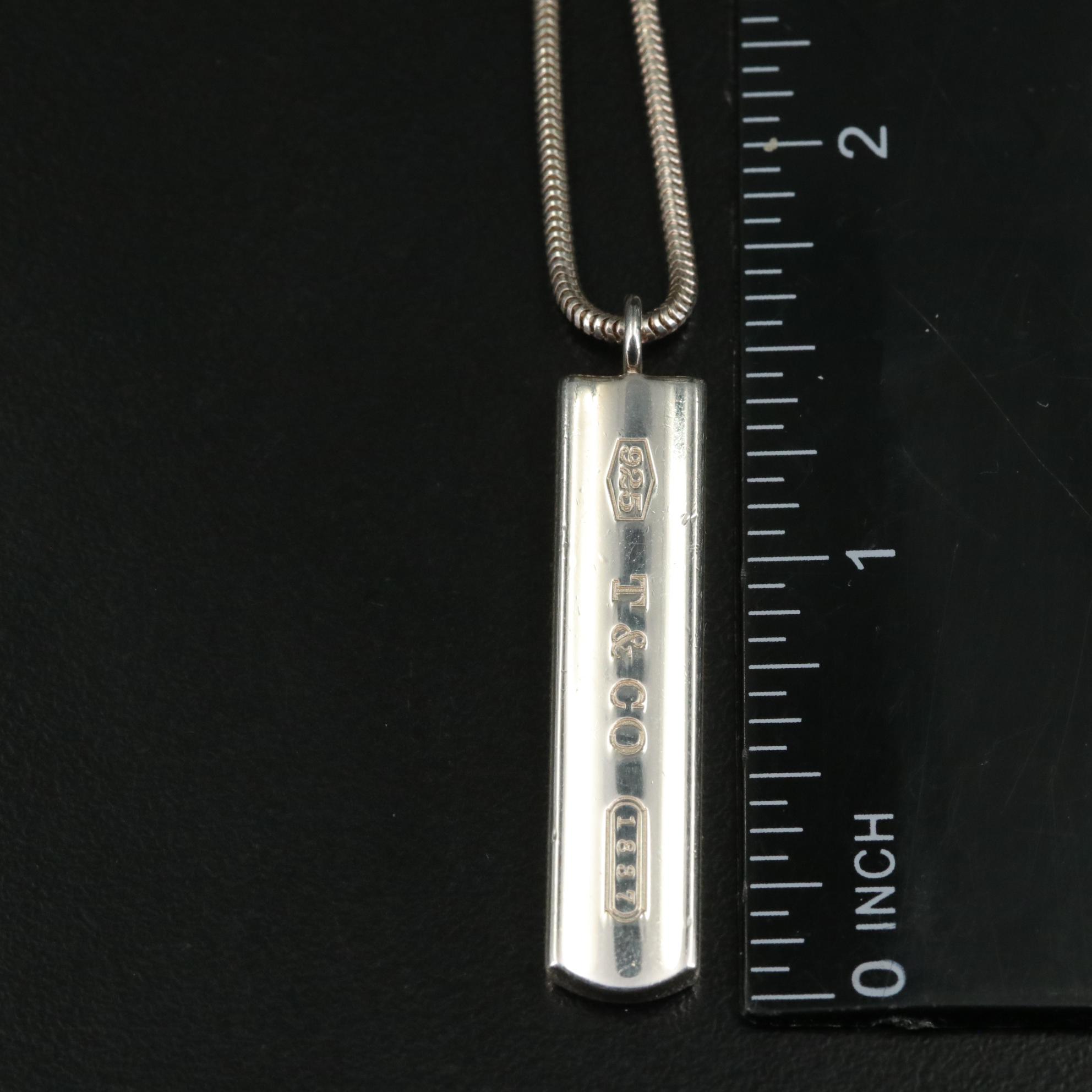 Tiffany & Co. "1837" Sterling Bar Plate Pendant Necklace
