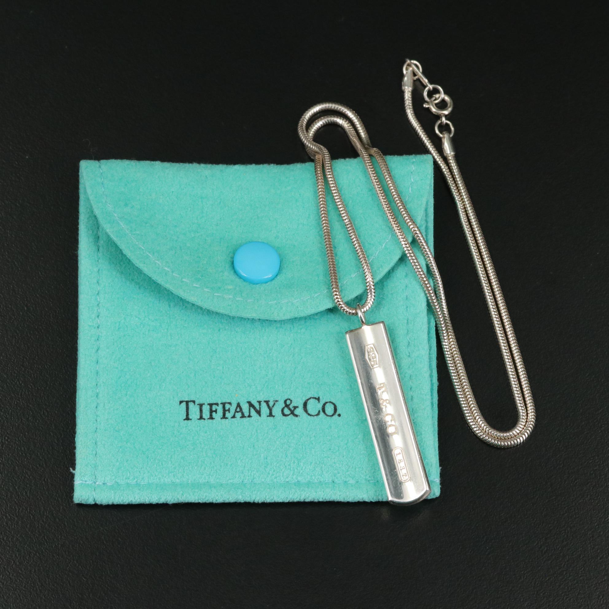 Tiffany & Co. "1837" Sterling Bar Plate Pendant Necklace