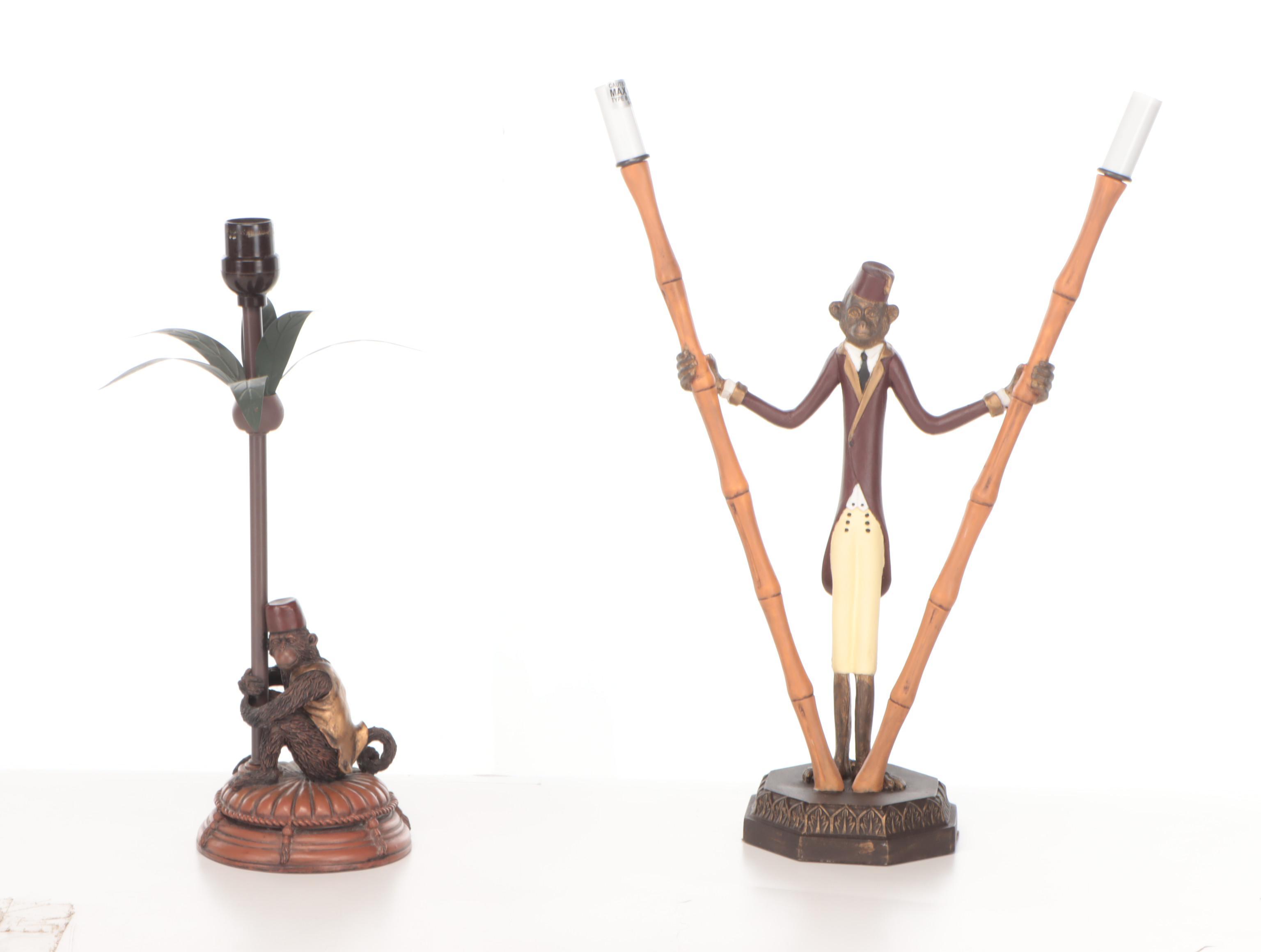 Monkey Bellhop Bamboo Double Arm and Other Table Lamps