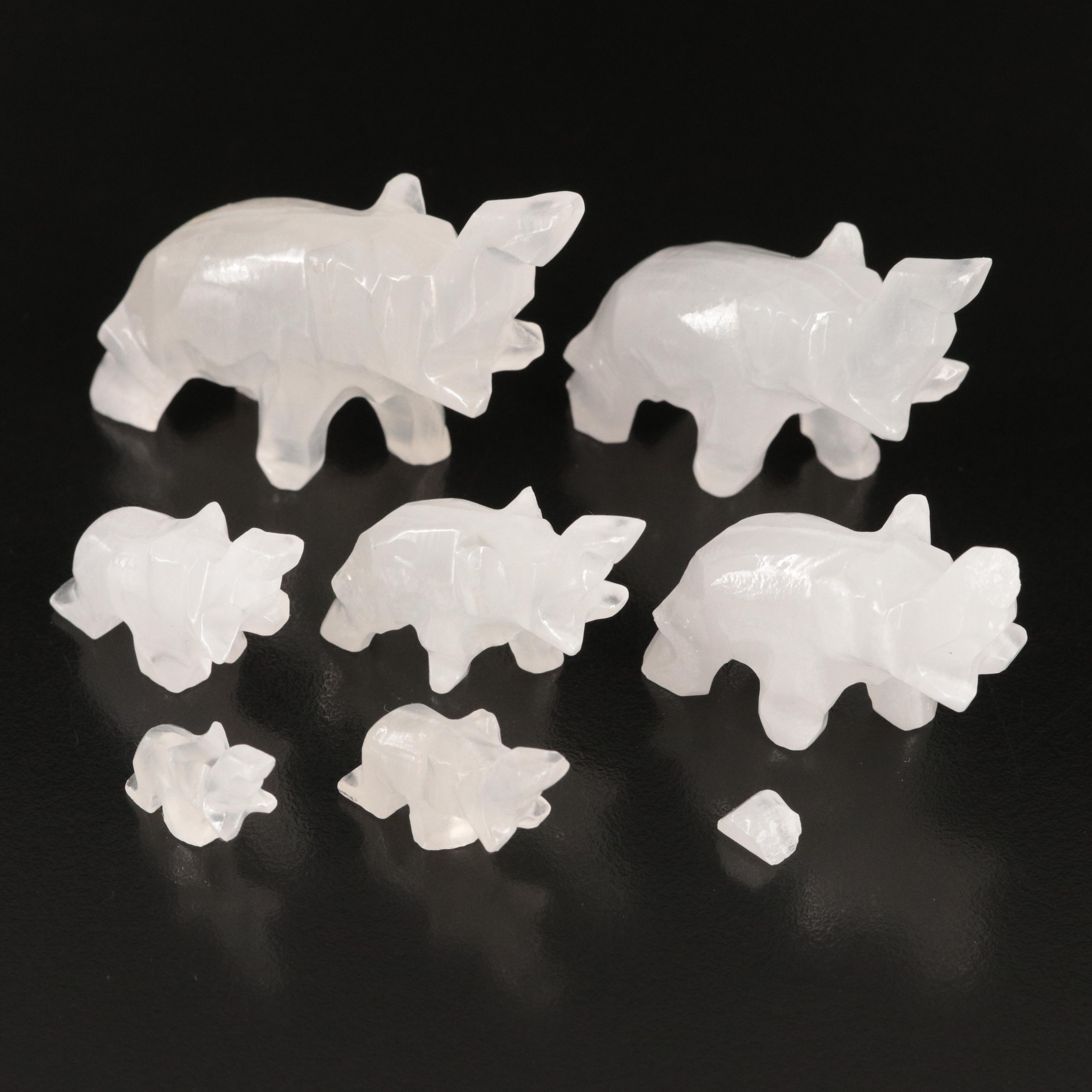 Loose Carved Calcite Elephants