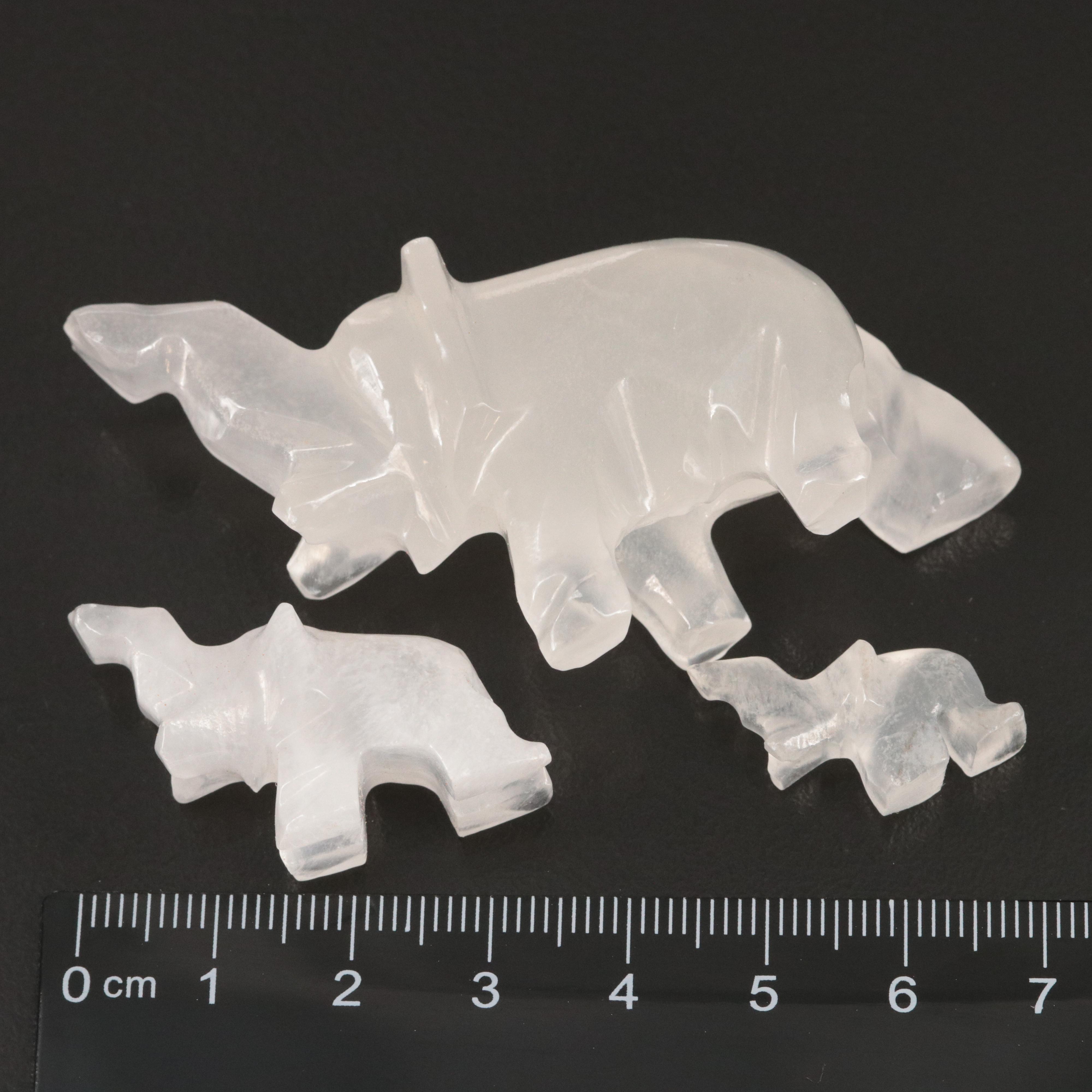 Loose Carved Calcite Elephants