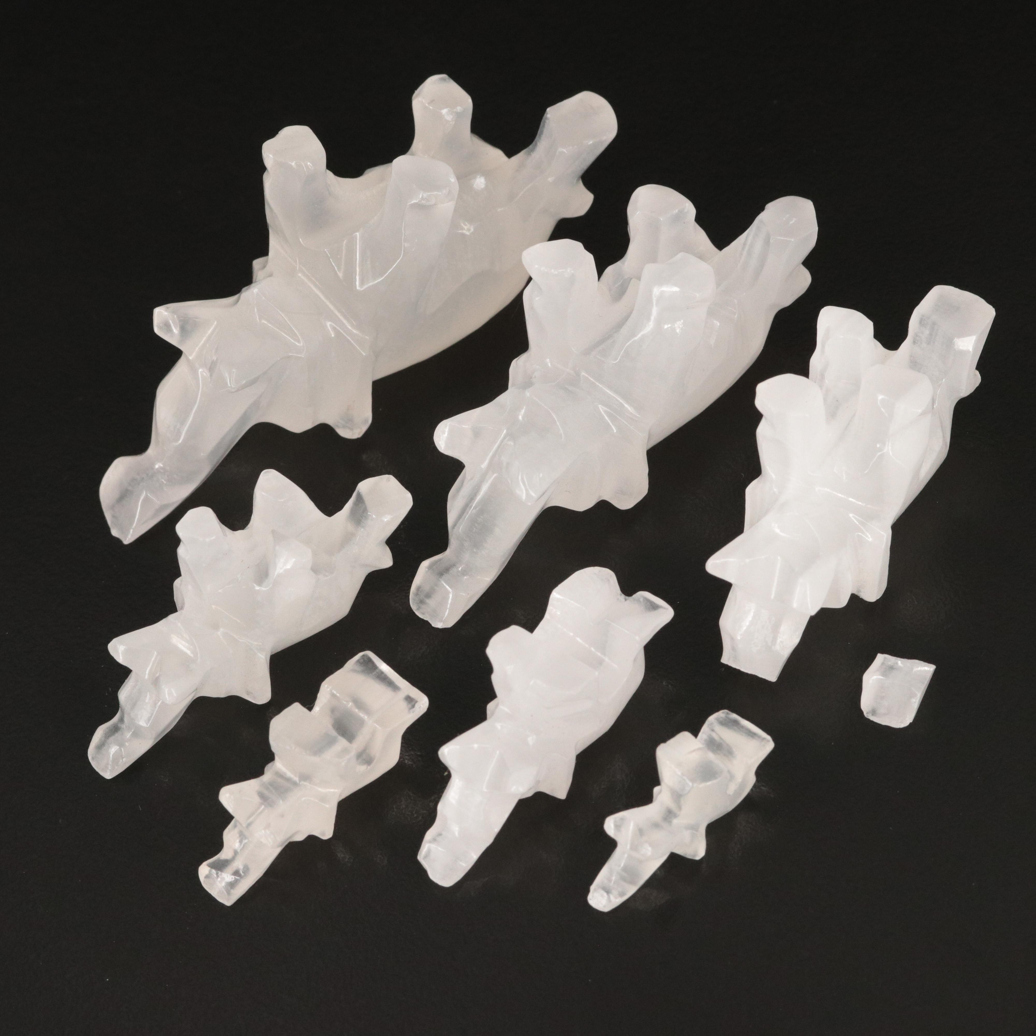 Loose Carved Calcite Elephants