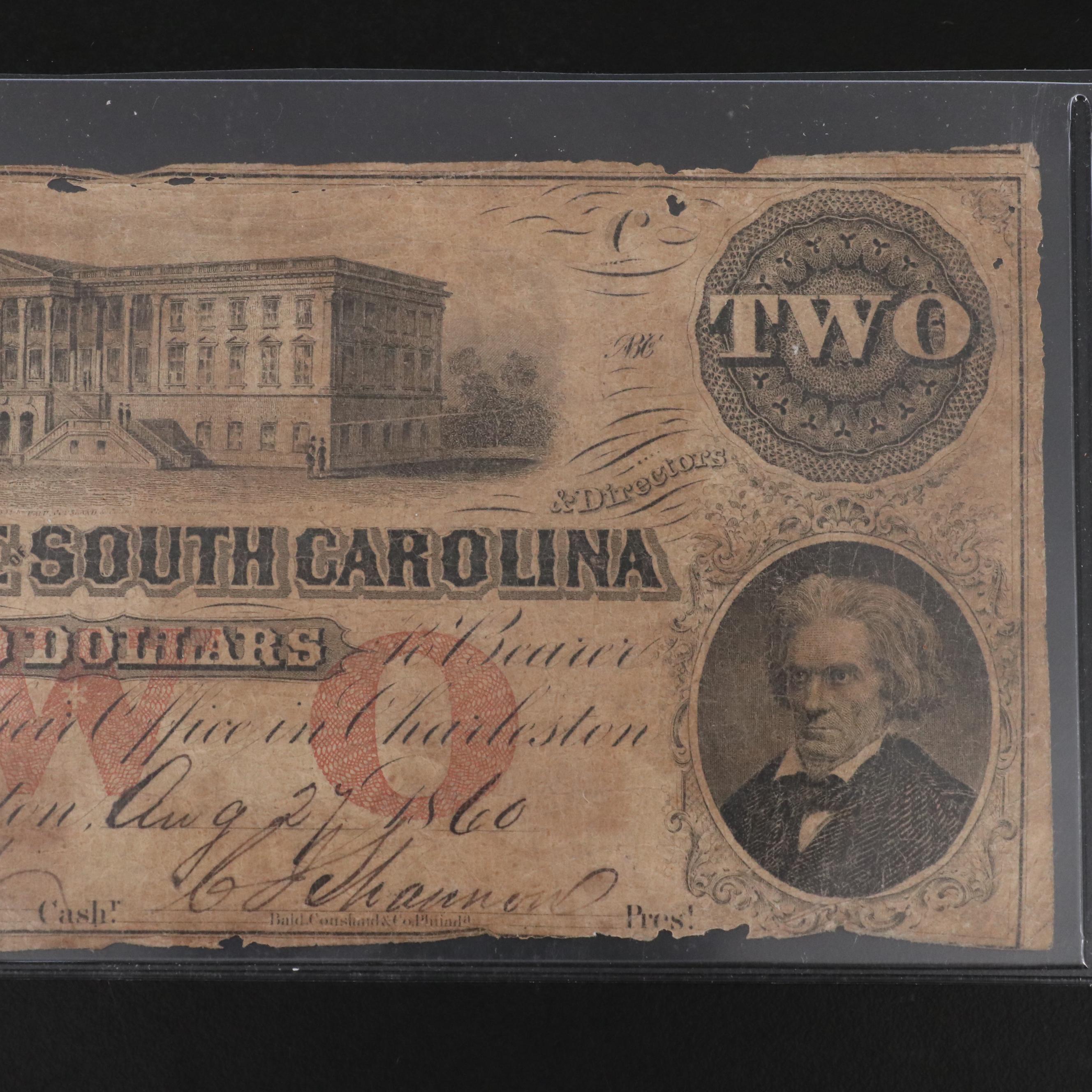 Five Obsolete Bank Notes from South Carolina
