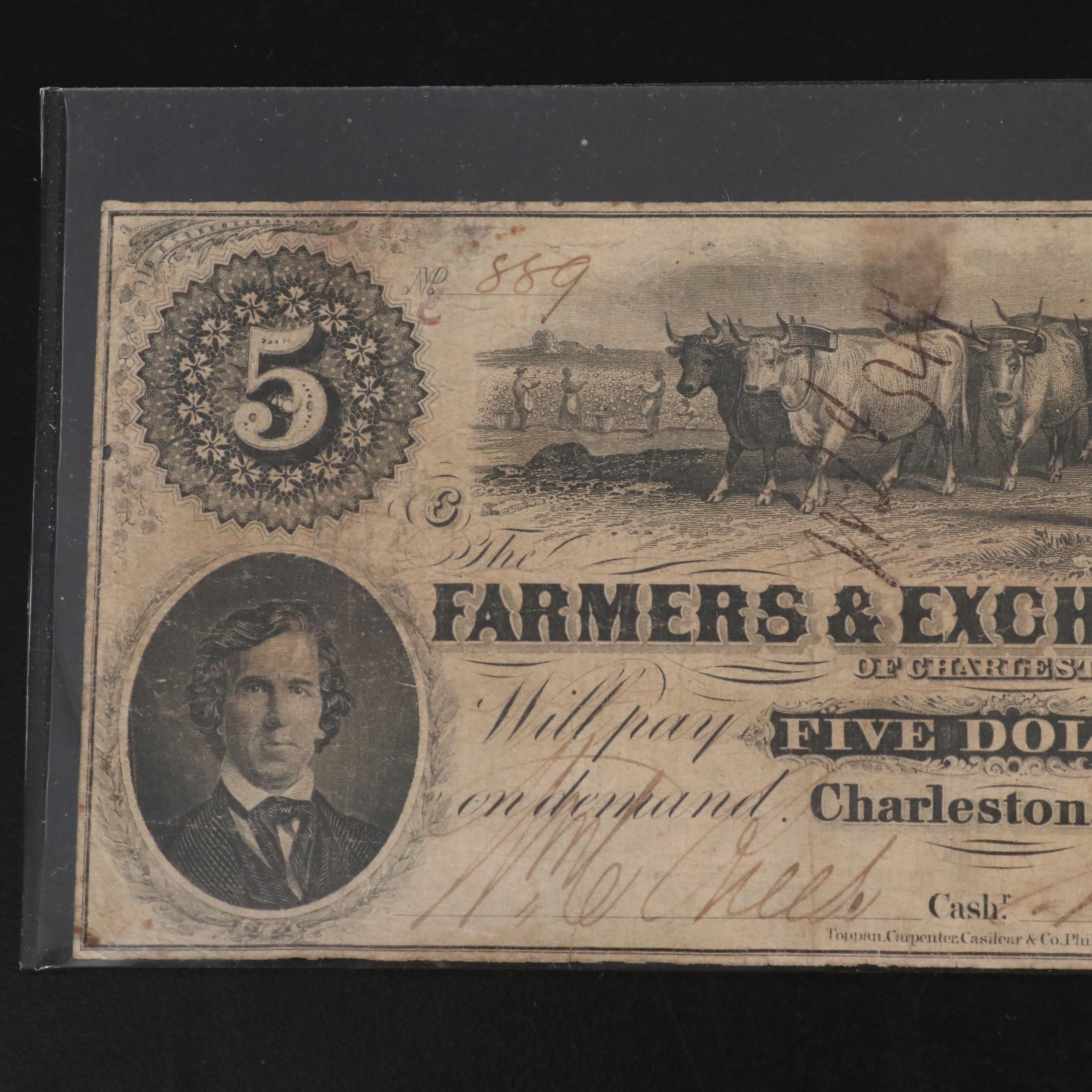 Five Obsolete Bank Notes from South Carolina