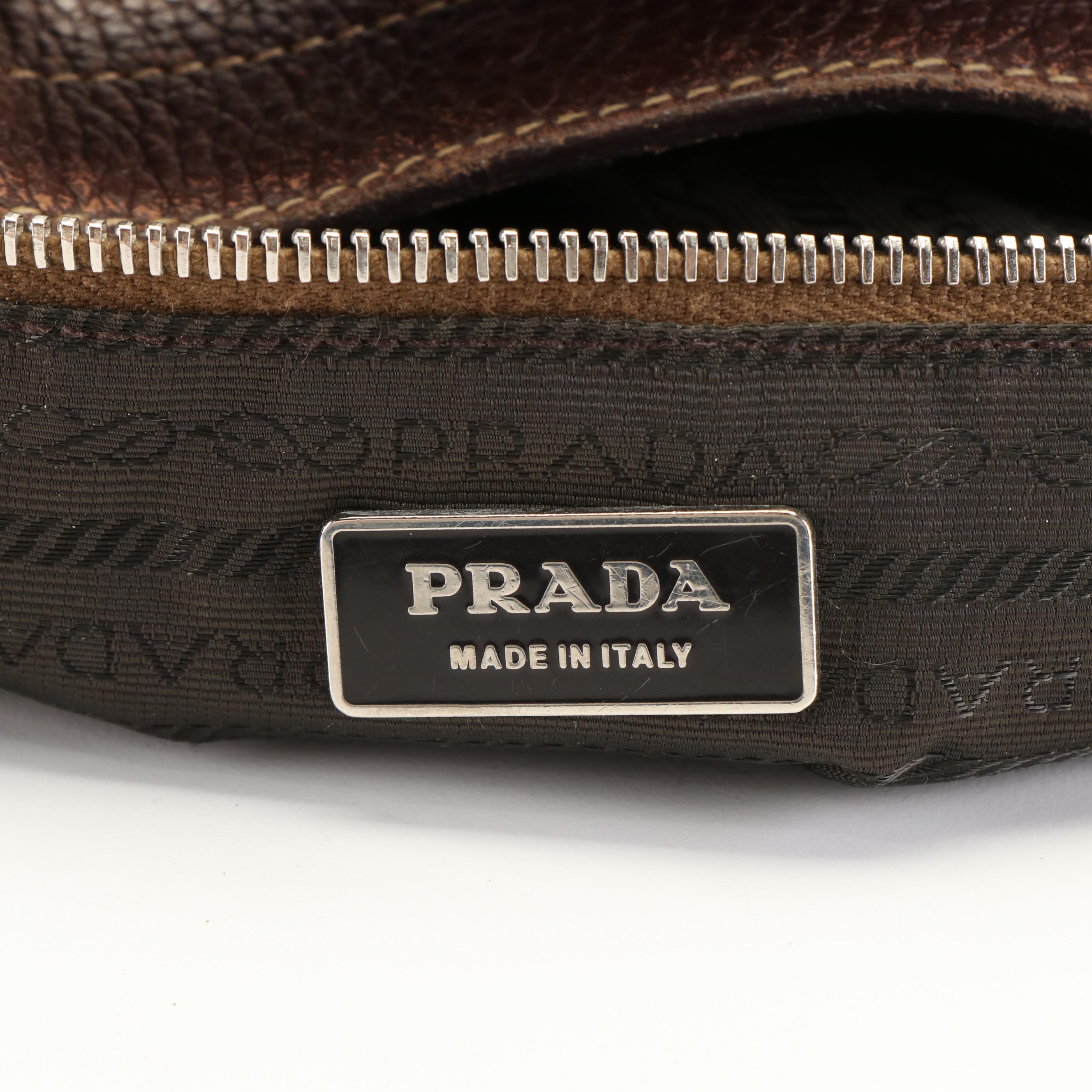 Prada Shoulder Bag in Brown Vitello Daino Leather