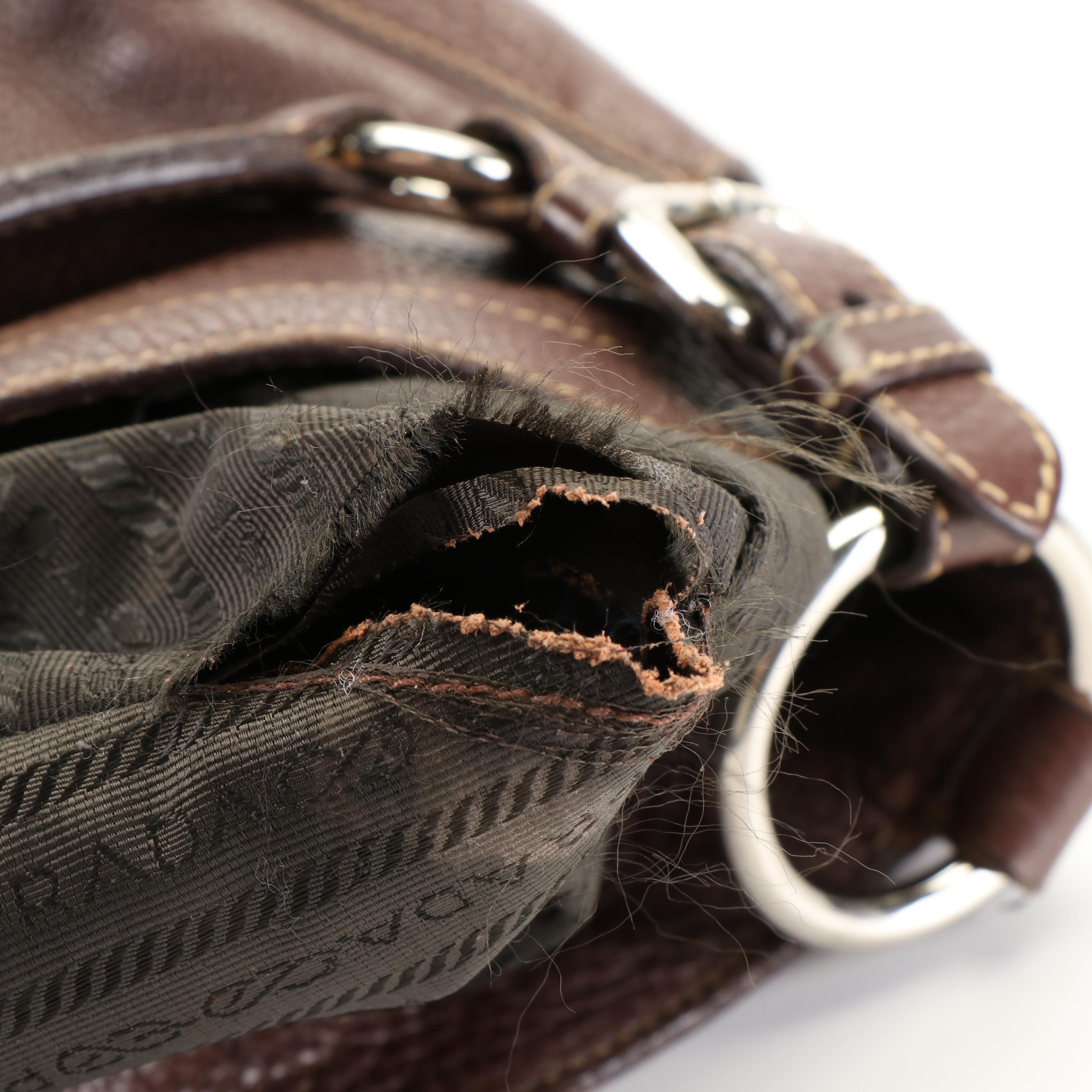 Prada Shoulder Bag in Brown Vitello Daino Leather