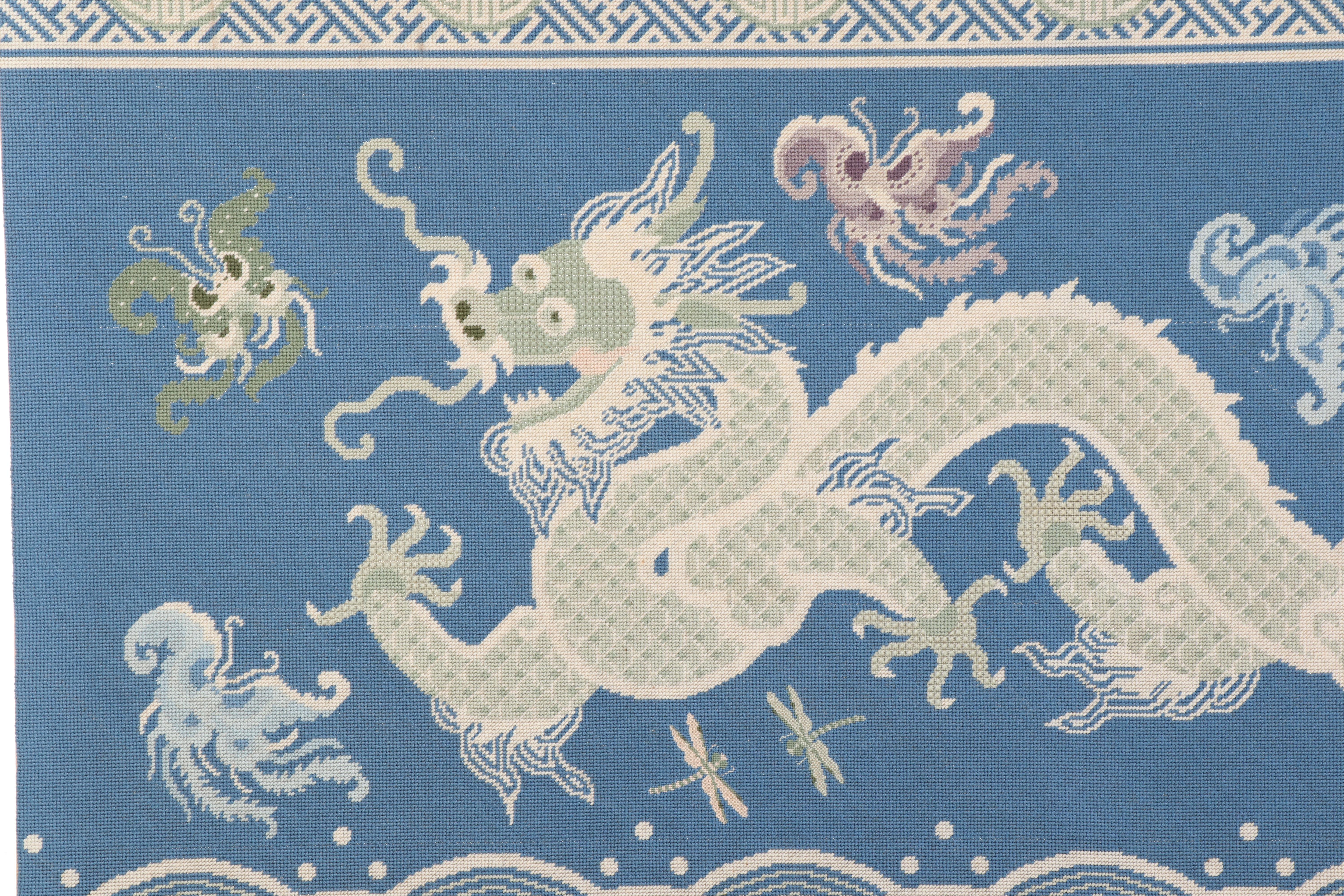 Large-Scale Needlepoint Embroidery of Chinese Dragon, 1981