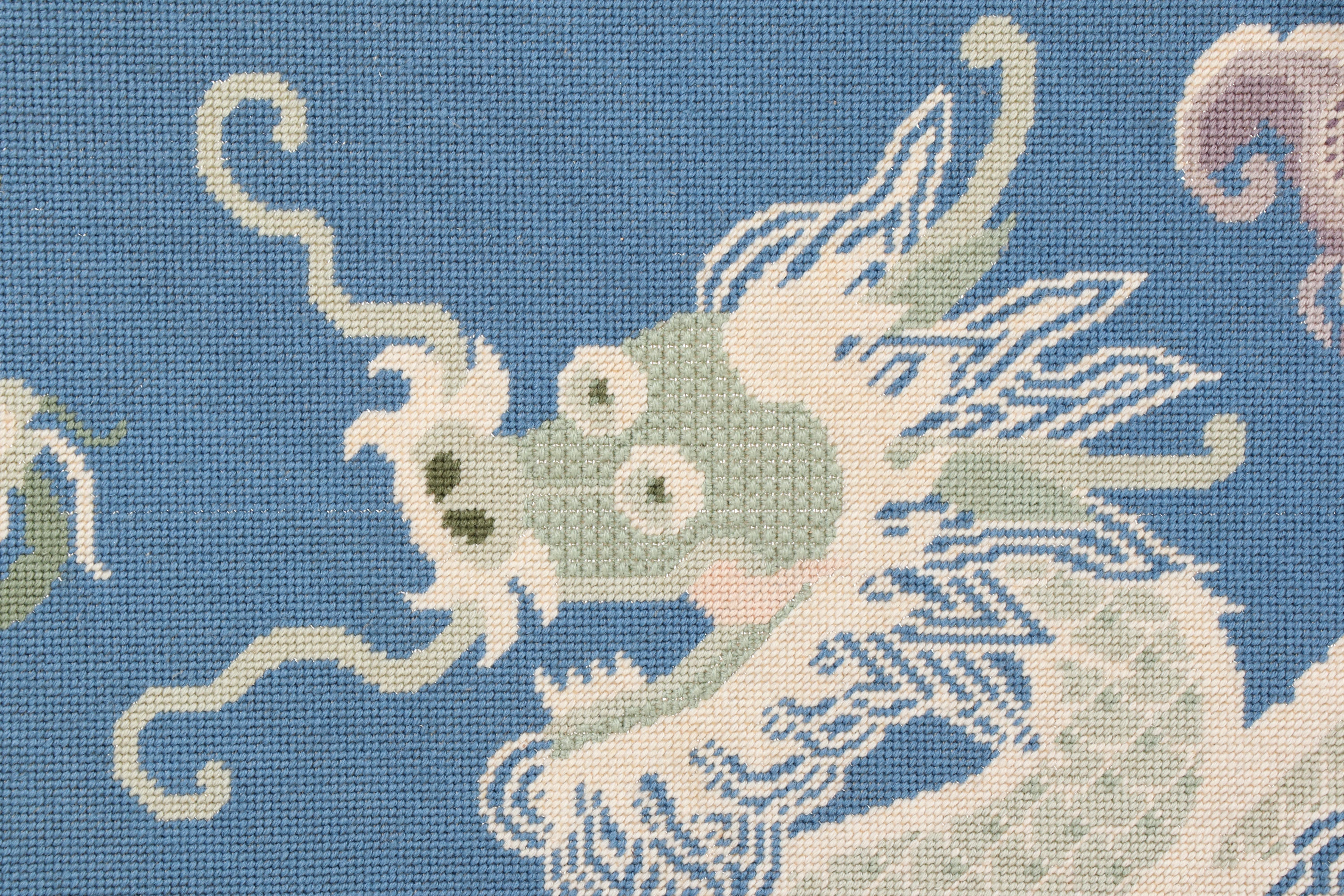 Large-Scale Needlepoint Embroidery of Chinese Dragon, 1981