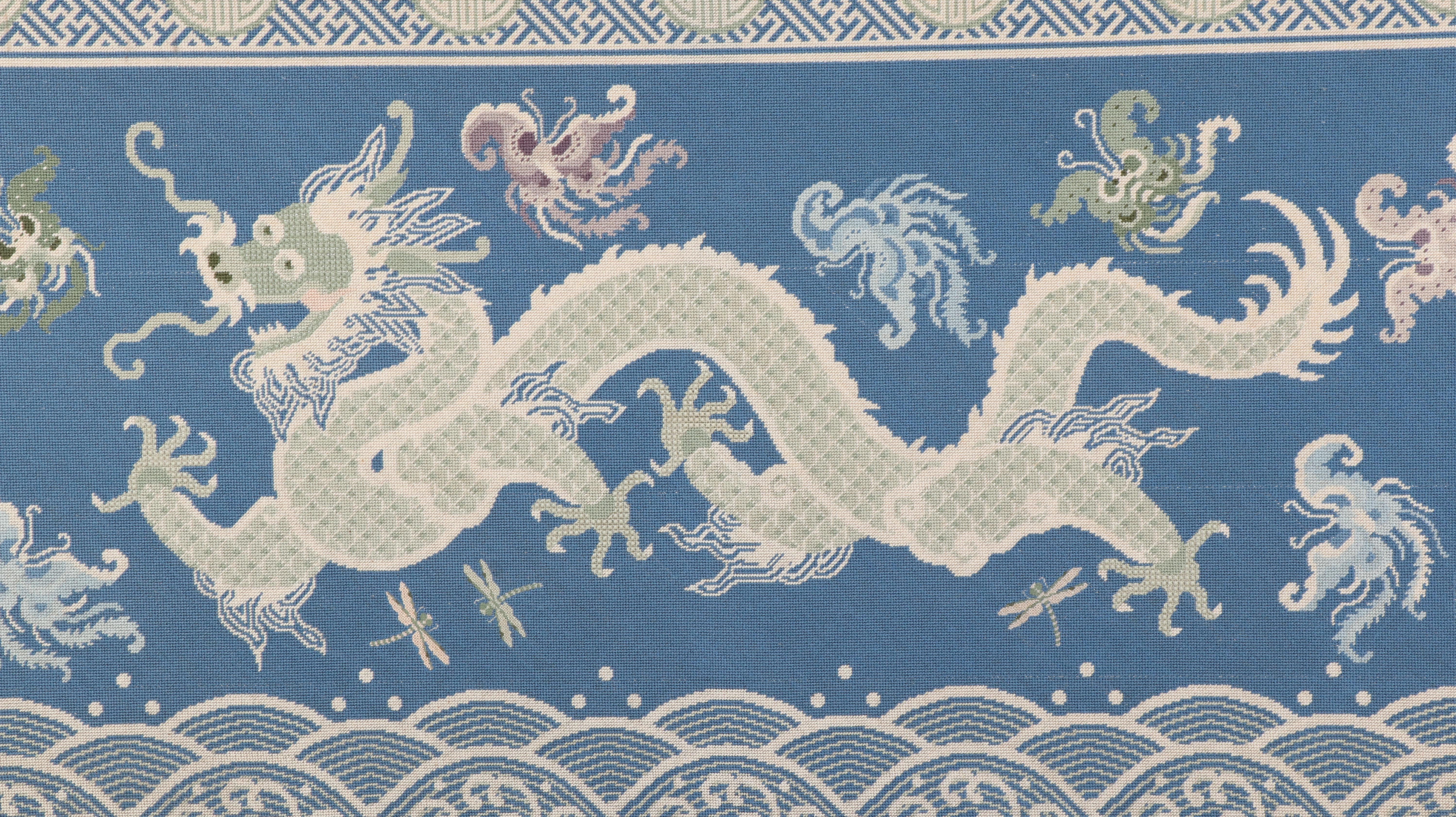 Large-Scale Needlepoint Embroidery of Chinese Dragon, 1981