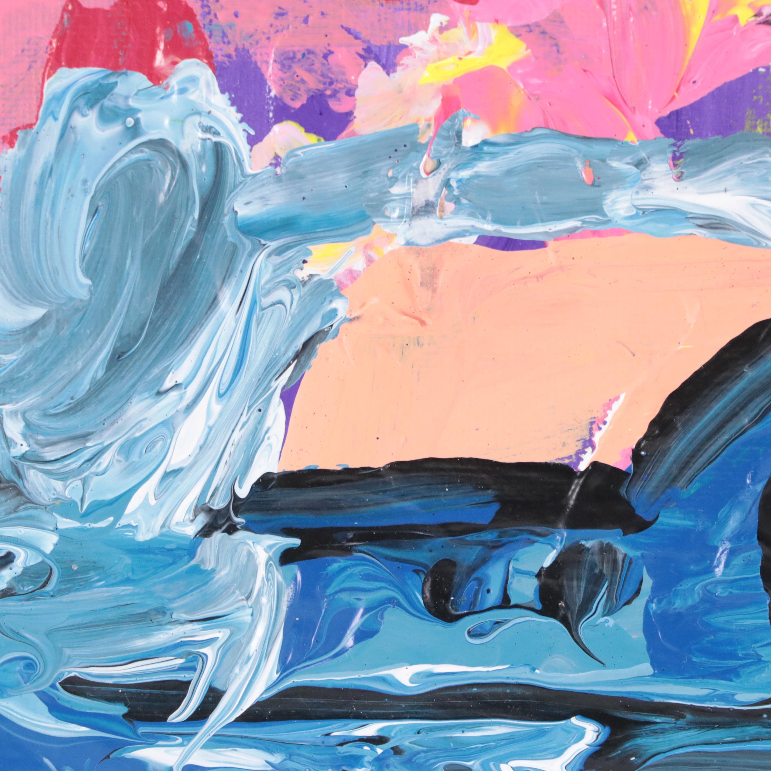 Abiola Idowu Abstract Landscape Acrylic Painting "House of Peace," 2024