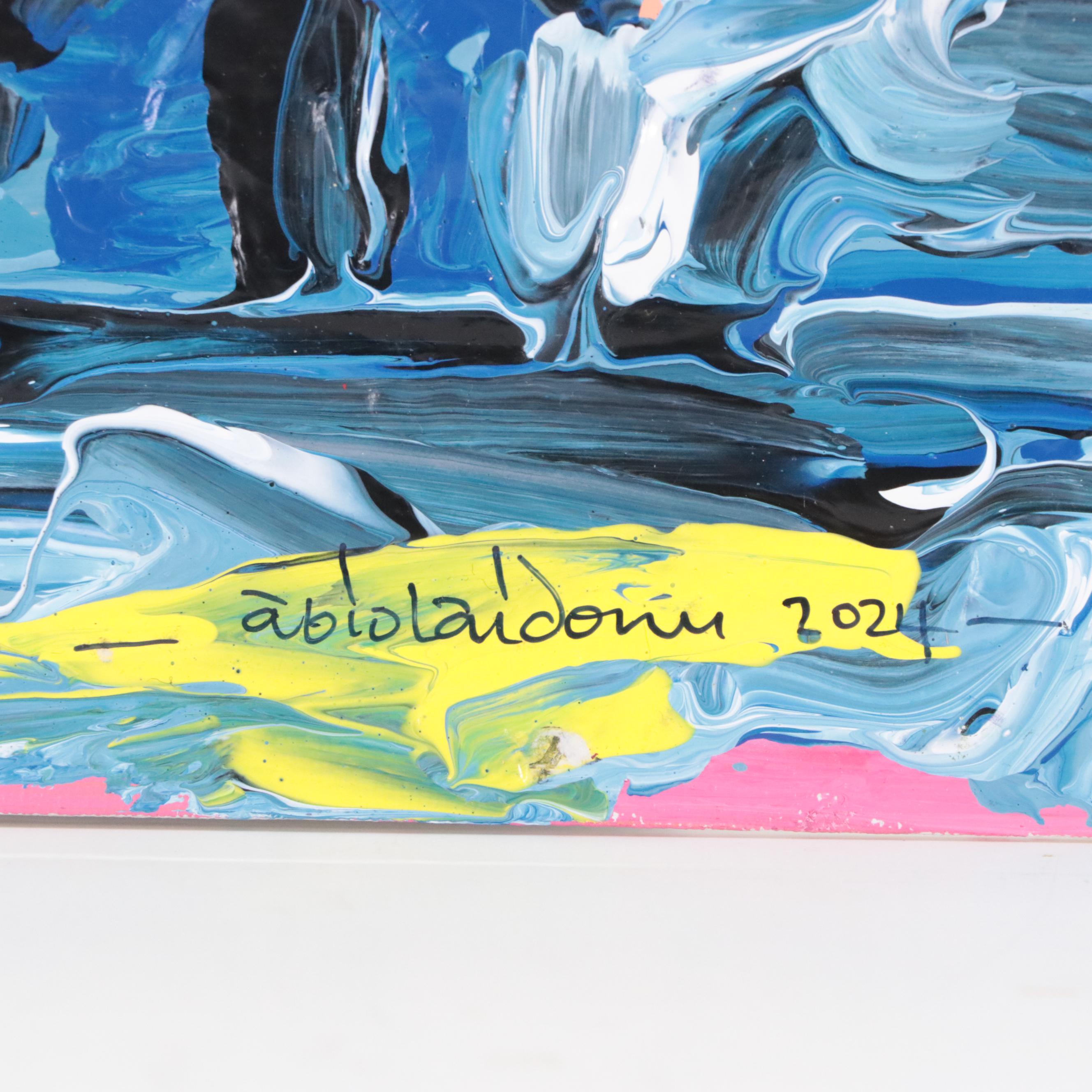 Abiola Idowu Abstract Landscape Acrylic Painting "House of Peace," 2024