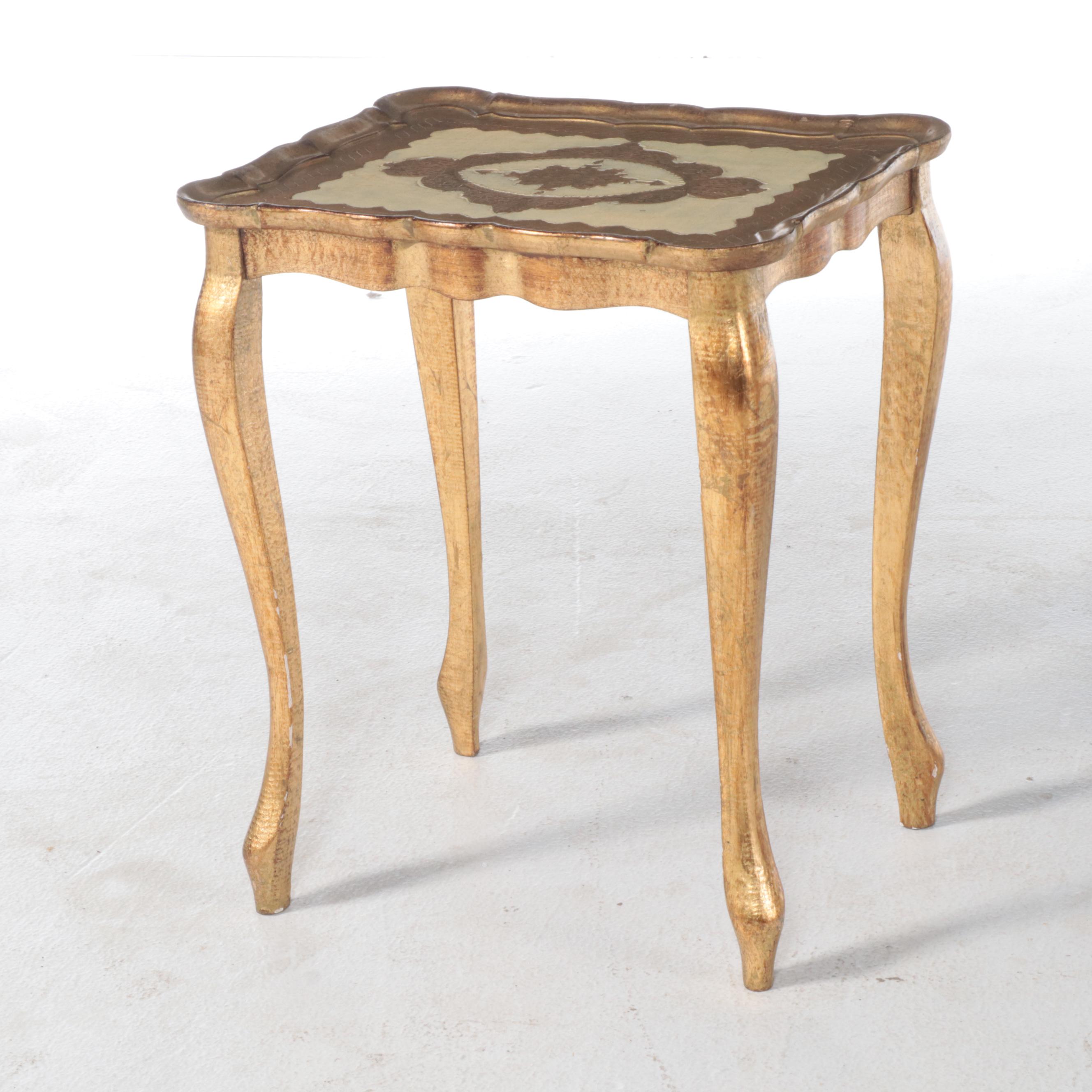 Set of Three Neiman Marcus Italian Cream-Painted and Parcel-Gilt Nesting Tables