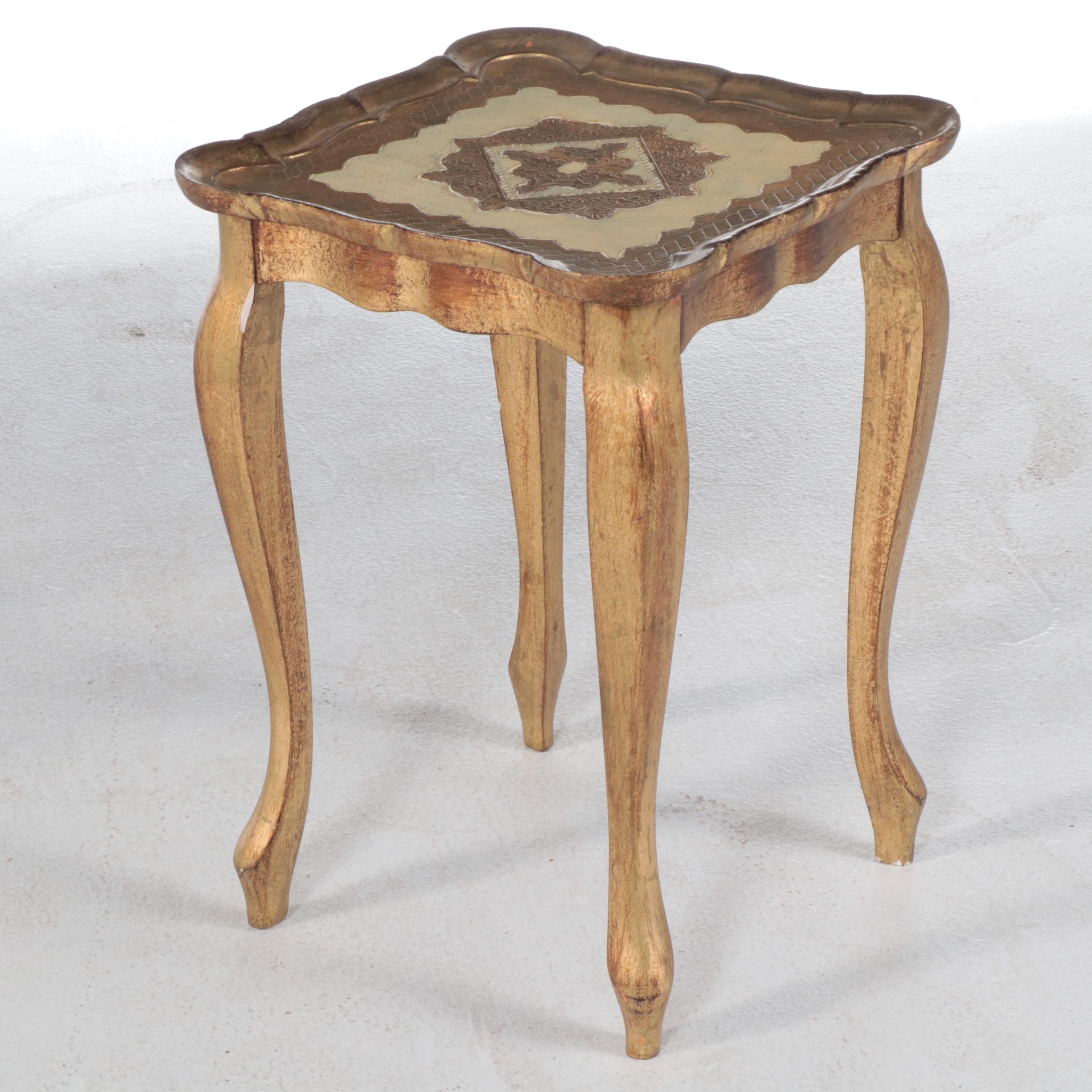 Set of Three Neiman Marcus Italian Cream-Painted and Parcel-Gilt Nesting Tables