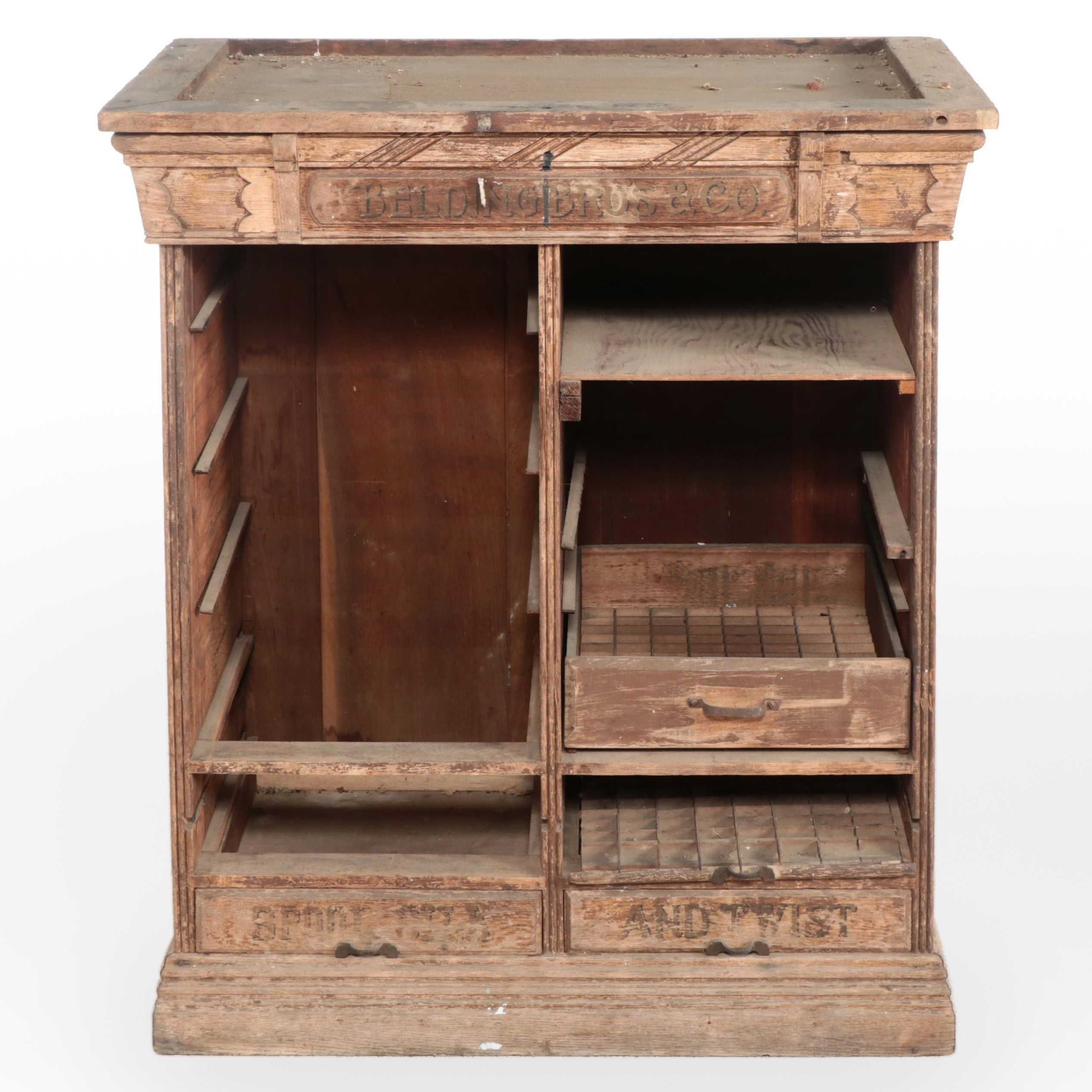 Belding Bros & Co Victorian Wooden Mercantile Spool Cabinet