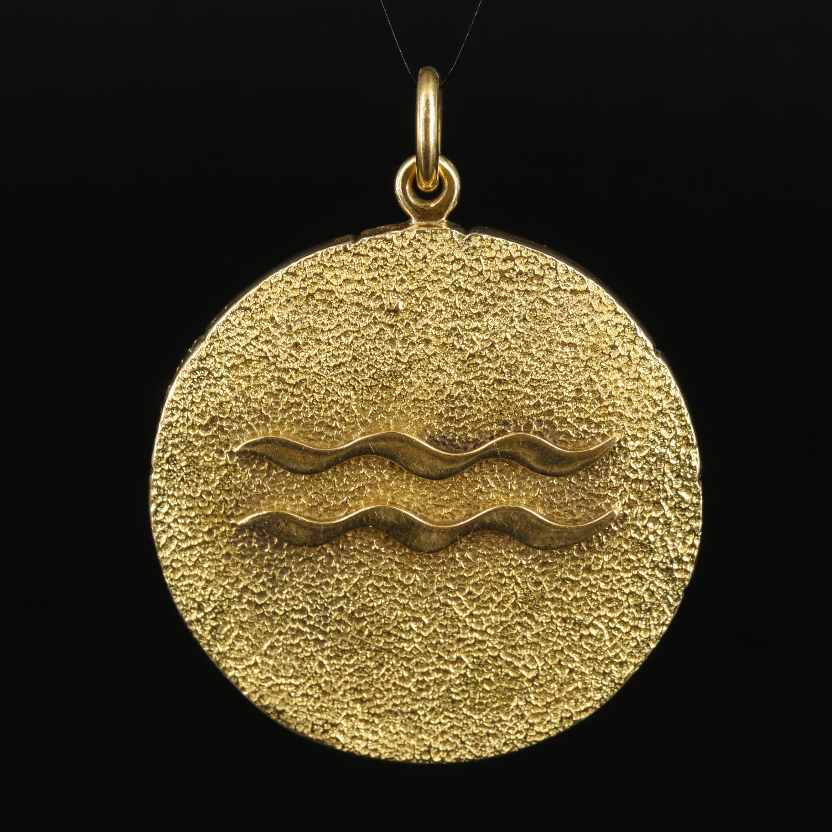 1970s Tiffany & Co. 18K Aquarius Zodiac Pendant
