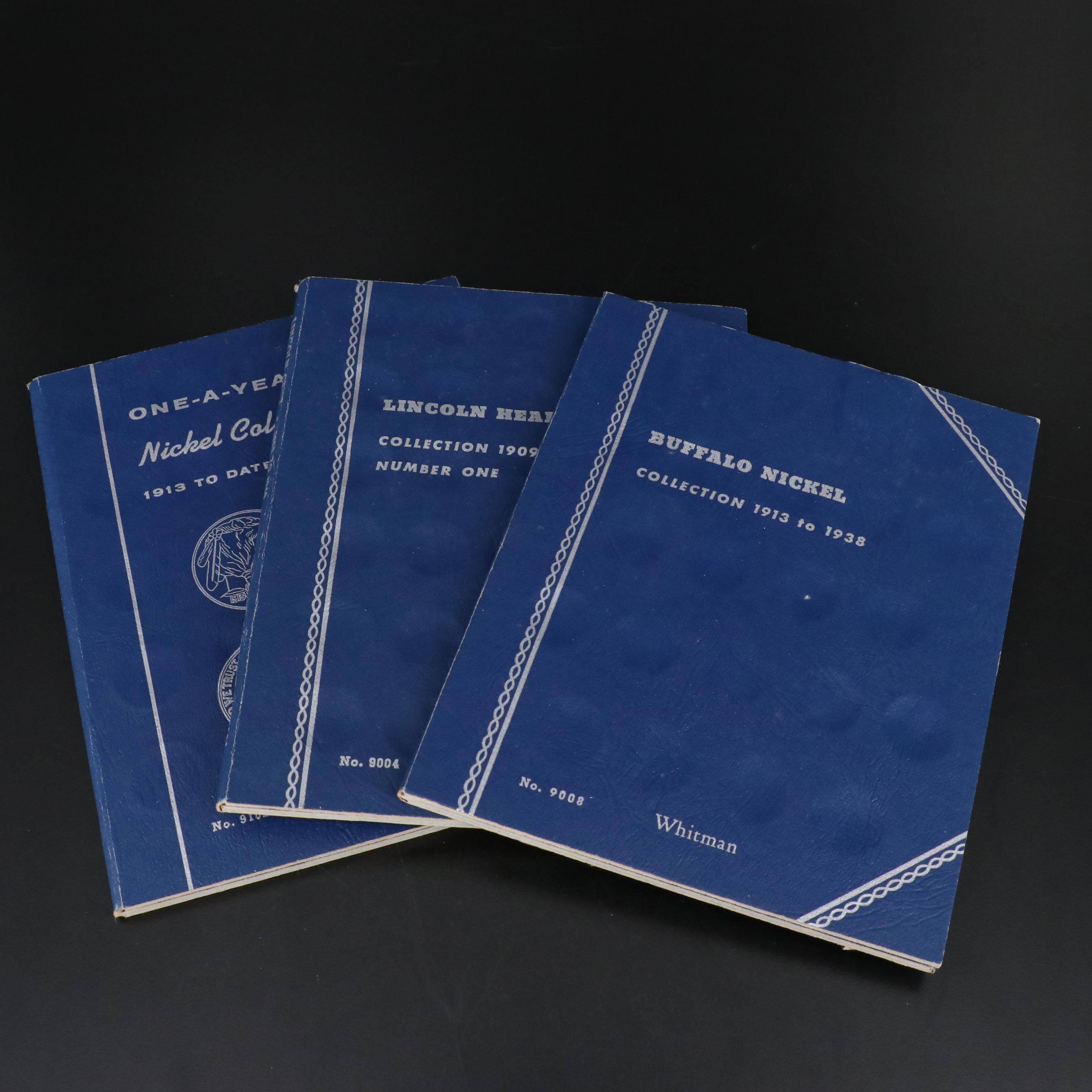 Three Whitman Folders with American Coins Including Buffalo Nickels